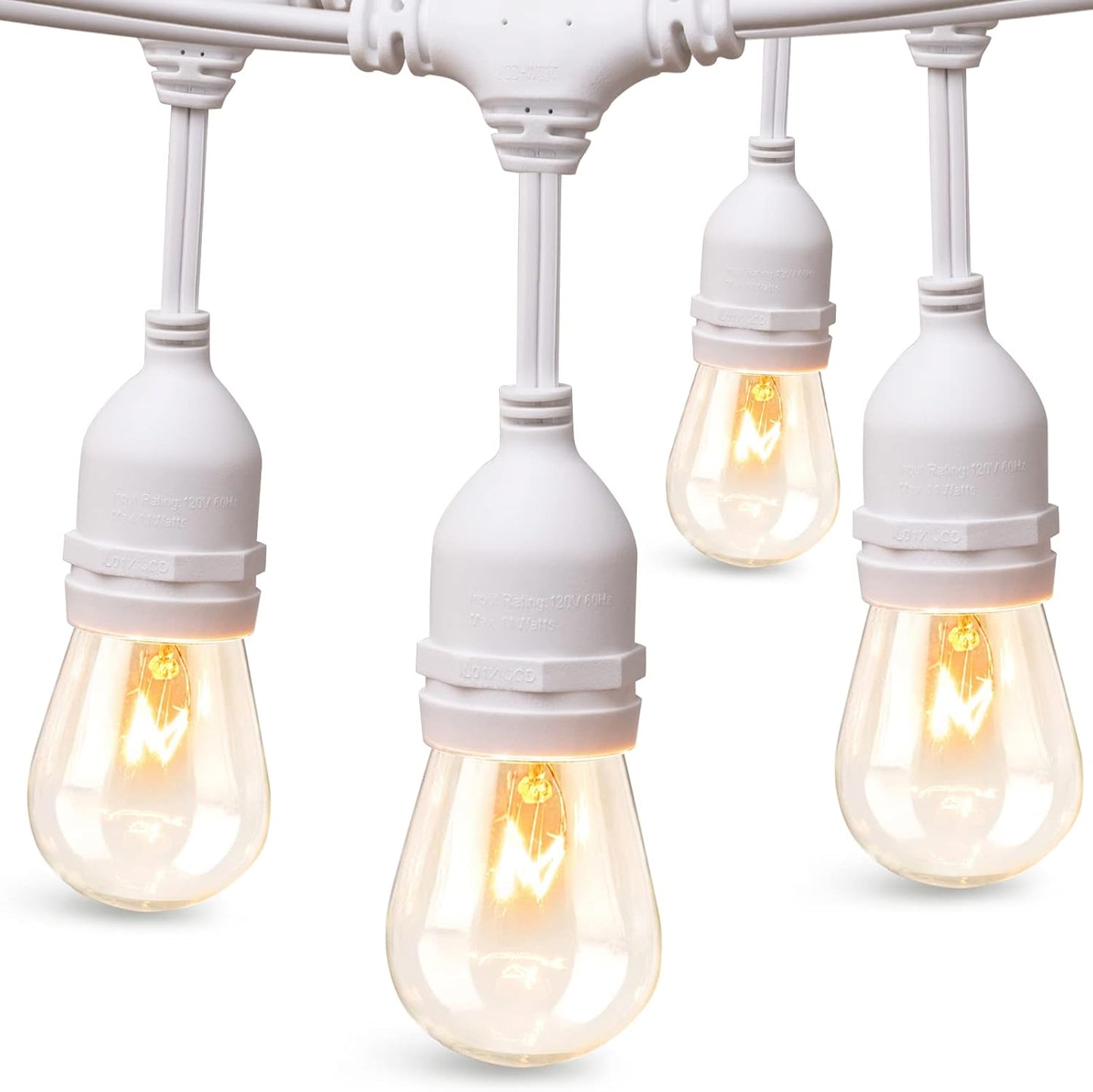 addlon 48 FT Outdoor String Lights Commercial Grade Weatherproof, 18 Edison Vintage Bulbs, 15 Hanging Socketsand 3 Spare Bulbs, ETL Listed Decorative Cafe Patio Lights for Bistro Garden, White
