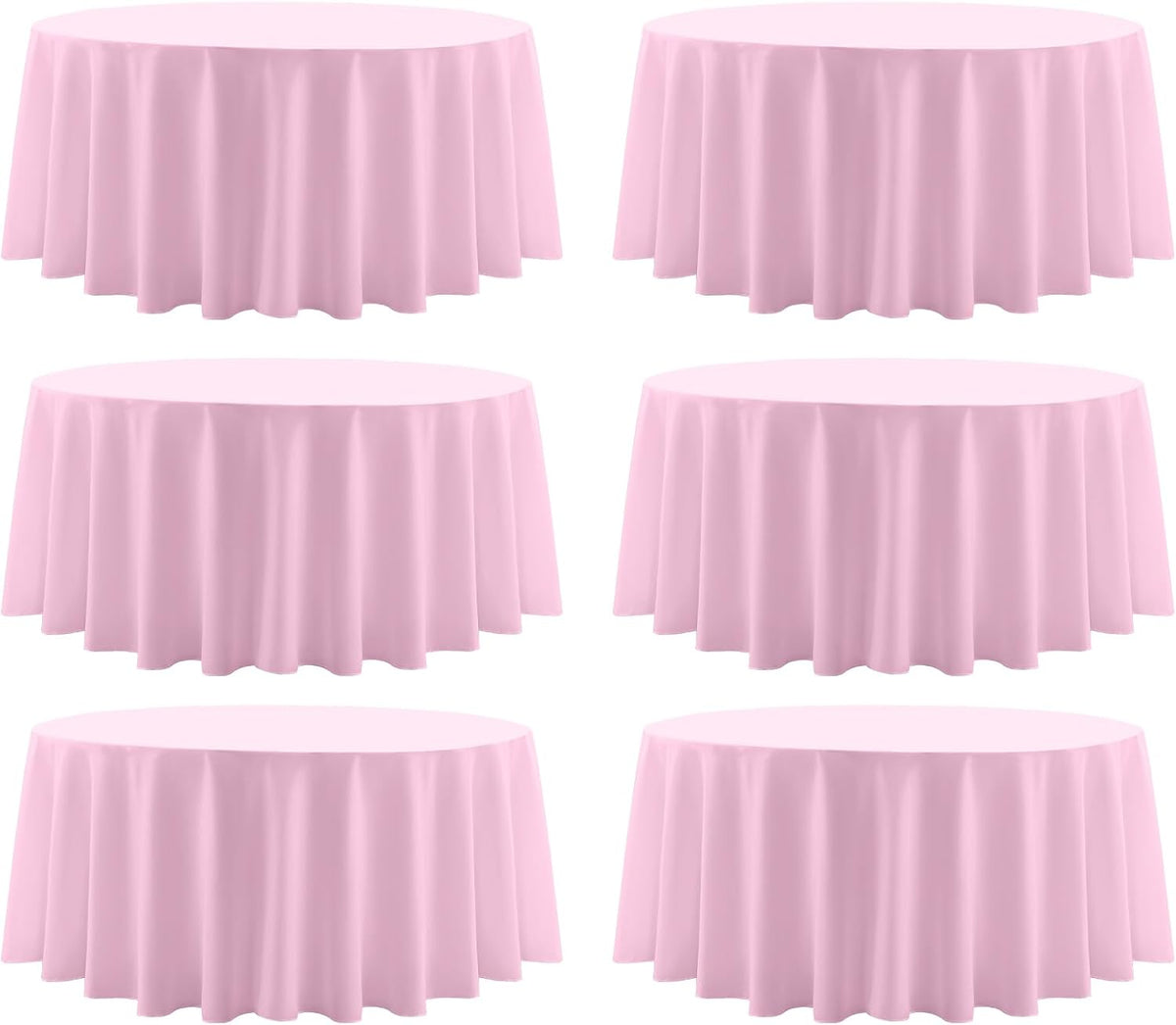 Round Tablecloth 132 Inch 6 Pack Pink Tablecloths Washable Decorative Linen Polyester Table Clothes Cover for Dining Table Banquets Buffet Parties and Wedding