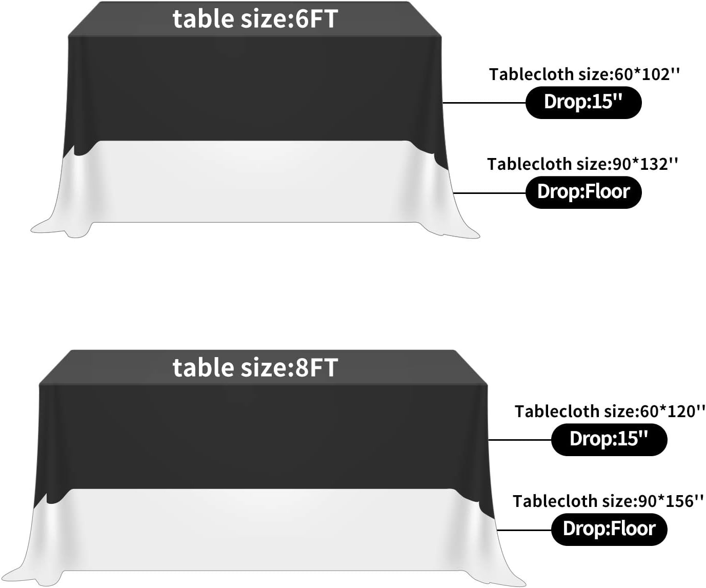 Fokitut 6 Pack Waterproof Rectangle Tablecloth, 90x132 Inch,Stain Resistant and Wrinkle Polyester Table Cloth, Fabric Table Cover for Kitchen Dining, Wedding, Party, Holiday Dinner-Ivory