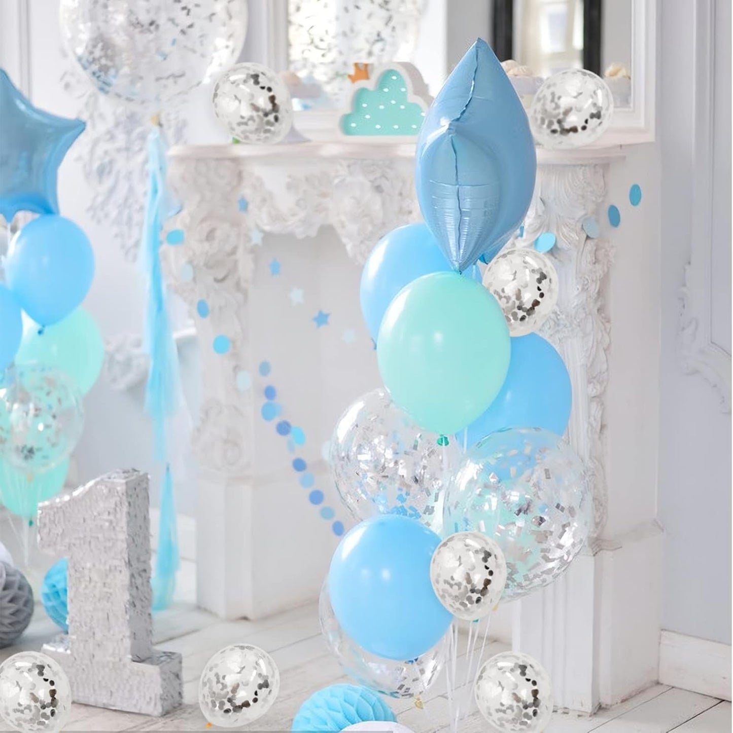 Silver Confetti Balloons, 40 Pcs 5 Inch Clear Balloons with Confetti Inside for Graduation Engagement Cake Topper Decor Bridal Shower Baby Shower Birthday Party Decoration Supplies