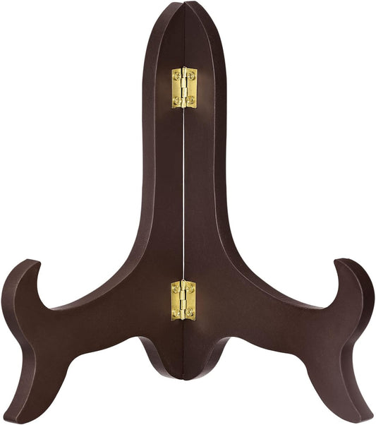 uxcell 8" Easel Plate Holder, Wooden Folding Display Stand Brown for Decorative Picture Frame