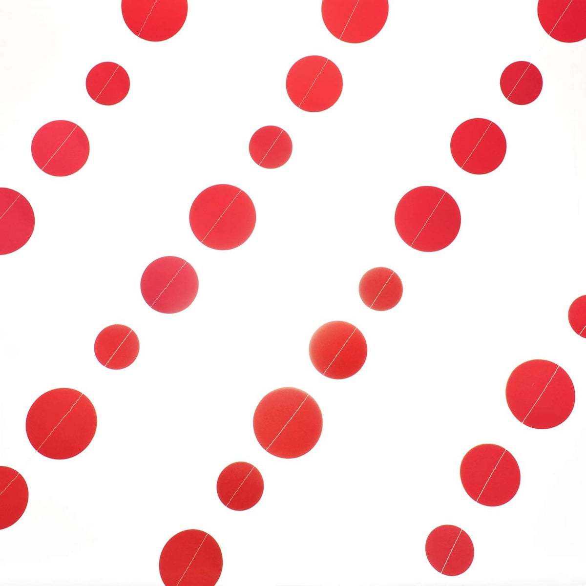 Red Paper Garland Circle Dot Party Banner Wall Streamers Backdrop Ceiling Hanging Decorations, 20 Feet in Total