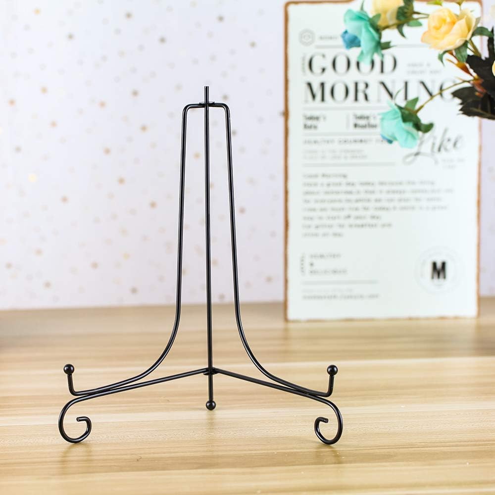 (4 Pack) Iron Display Stand, Black Iron Easel Plate Display Photo Holder Stand, Displays Picture Frames,Decorative Plates and Art 10 Inch