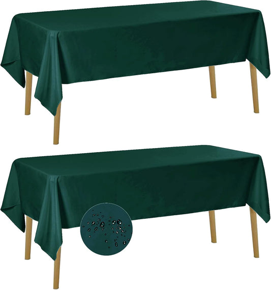 Fokitut 2 Pack Waterproof Rectangle Tablecloth, 60x102 Inch, Stain Resistant and Wrinkle Polyester Table Cloth, Fabric Table Cover for Kitchen Dining, Wedding, Party, Holiday Dinner-Hunter