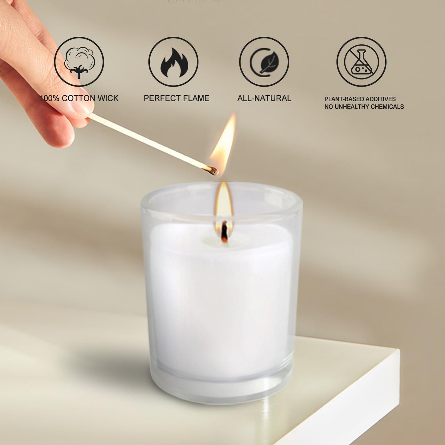 48 Pack Warm White Unscented Clear Glass Filled Votive Candles. Hand Poured Wax Candle Ideal Gifts for Aromatherapy Spa Weddings Birthdays Holidays Party.