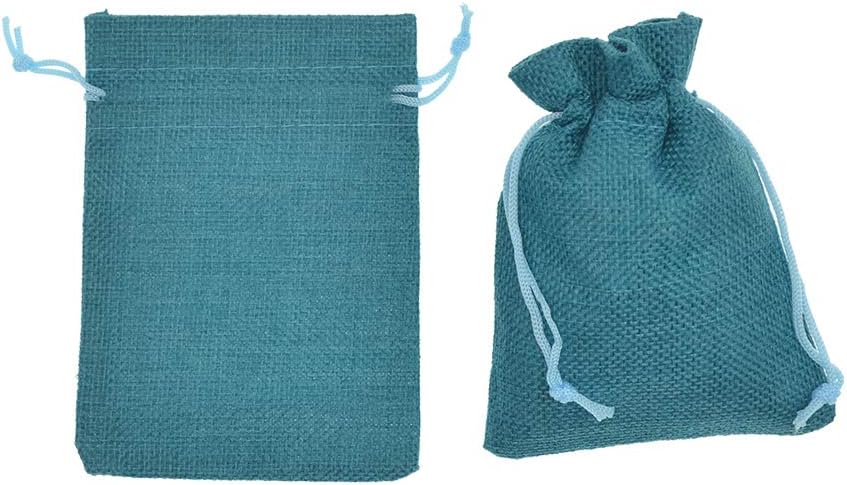 20pcs Burlap Bags with Drawstring, 5x7 Inch Jute Sacks Jewelry Candy Pouch Christmas Wedding Party Favor Gift Bags (Peacock Blue)