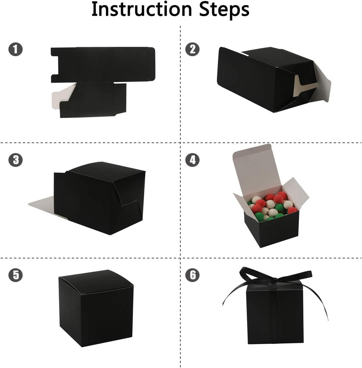 COTOPHER 100pcs Small Gift Boxes, Favor Boxes 2x2x2 inches Paper Gift Boxes with Ribbons Candy Box for Wedding Favors Baby Shower Bridal Shower Birthday Party (Black)