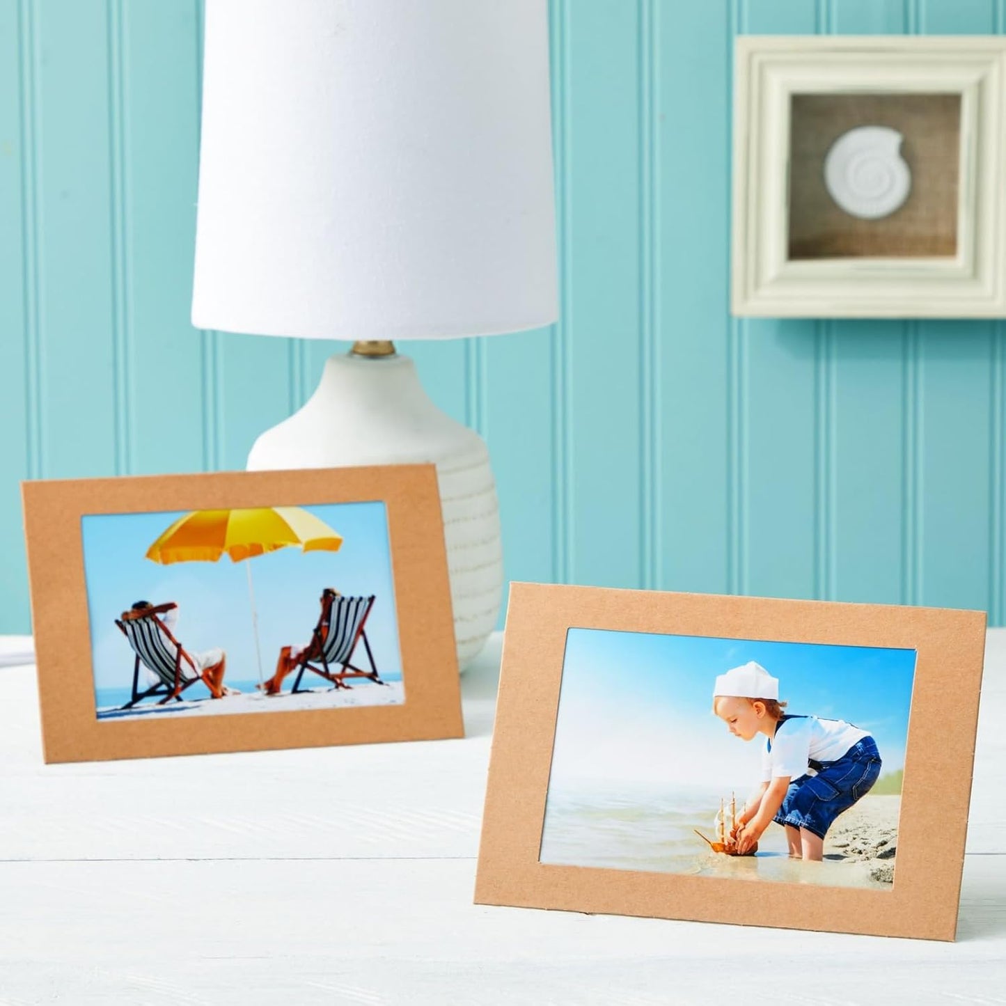 Juvale Brown Paper Frames - 4 x 6 in, 50 Pack, Classic - DIY Photo Frame Kit with Cardboard Easel Back for Tabletop Display & Bulk Craft Projects