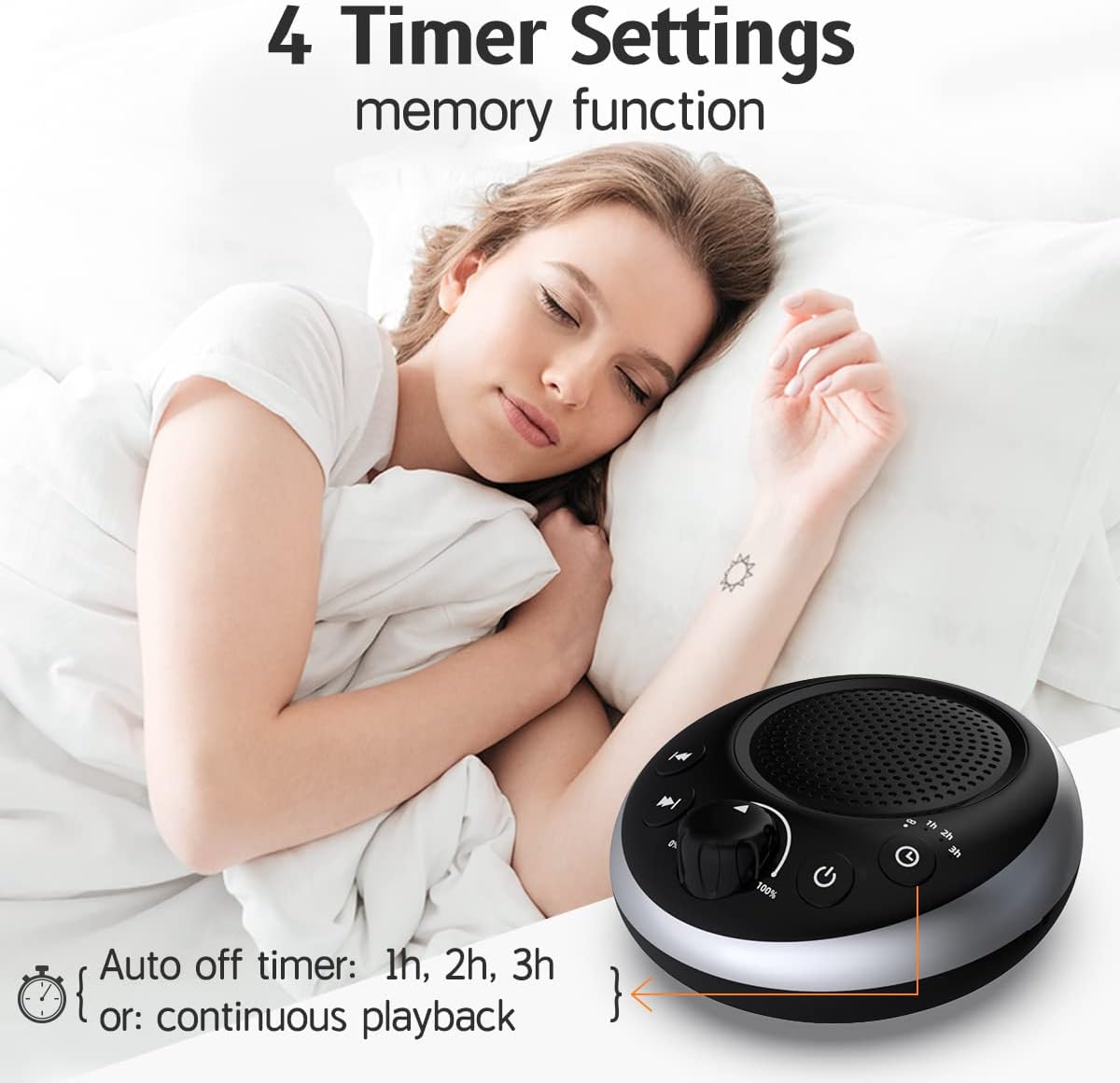 Sound Machine Loud White Noise Machine Nonstop Brown Noise Machine 30 Soothing Sounds for Baby Kids Adults Plug in Pink Noise Sleep Machine 36-Level Vol 4 Timer Memory Function for Home Travel Office