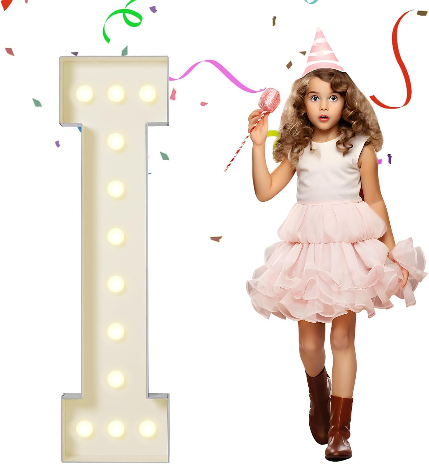 eufony Marquee Letters 4 Feet Tall, 4 FT Marquee Light Up Letters, Giant Light Up Letters 4FT for Birthday Party Baby Shower Gender Reveal Graduation Decorations, Letter I with LED Lights DIY Kit