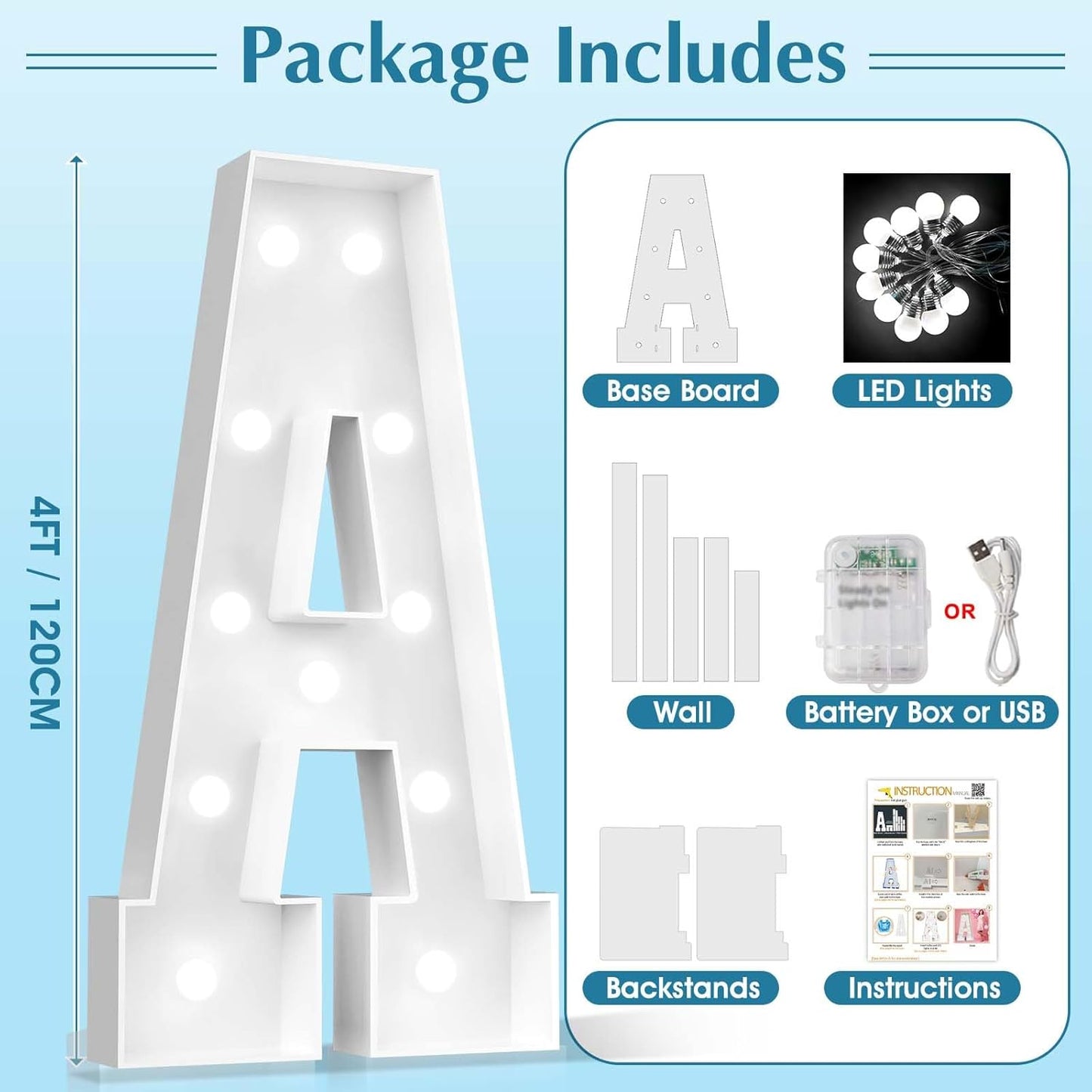 Ledido 4FT Marquee Light Up Letters, Cool White Light Up Letters Large Marquee Letter for Party Decorations, Mosaic Letter E for Balloons, Wedding Birthday Graduation Decor