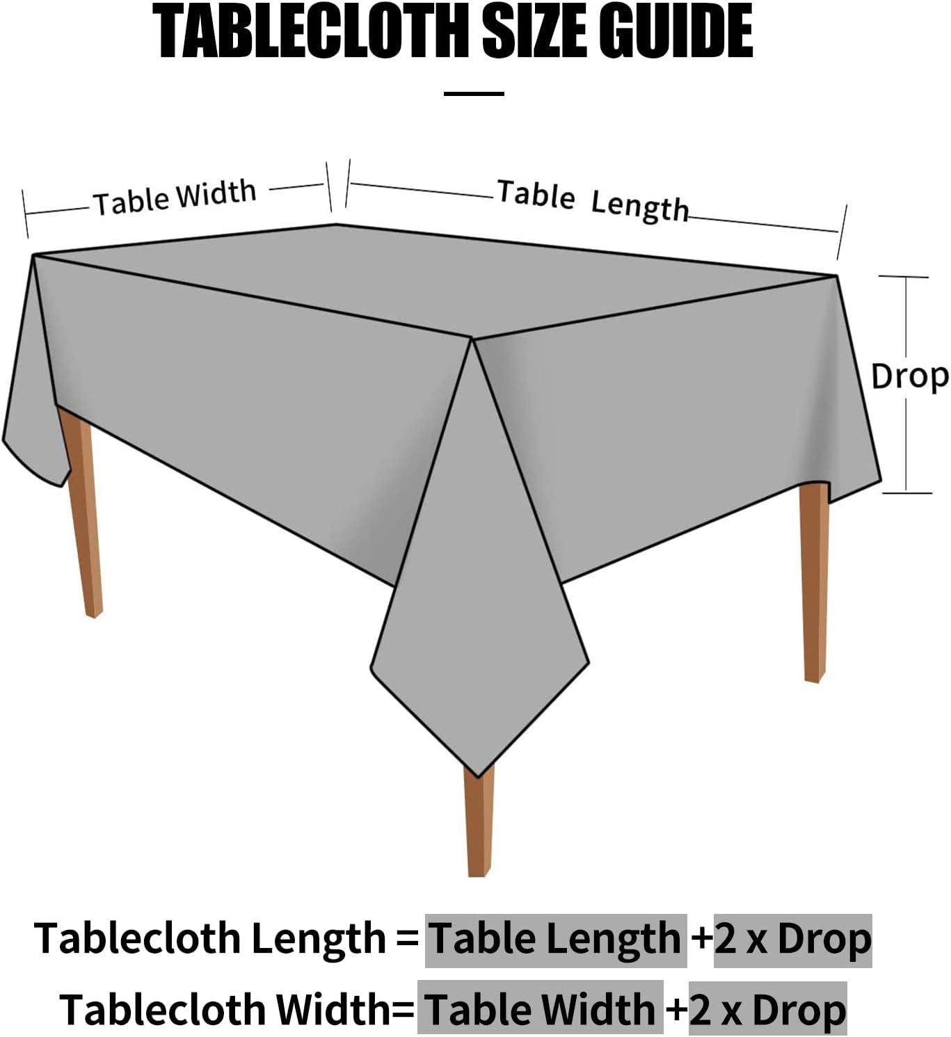 Smiry Rectangle Table Cloth, Waterproof Heavy Duty Vinyl Tablecloths, Wipeable Washable Table Cover for Kitchen and Dining Room (Black, 54" X 108")