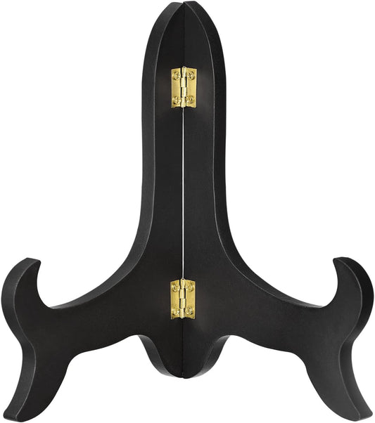 uxcell 8" Easel Plate Holder, Wooden Folding Display Stand Black for Decorative Picture Frame
