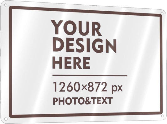 Custom Outdoor Metal Sign - Personalized Aluminum Signs for Office, Home, Business, Decor, Custom Road Signs, Rust-Proof, Brown Text Box, 12x8 Inches
