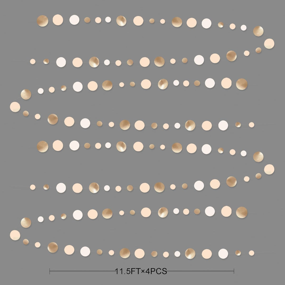 Champagne Gold Party Decorations Circle Dots Garland Gold Neutral Nude Neutral Cream Beige Boho Hanging Polka Dot Streamer for Bridal Shower Birthday Wedding Engagement Baby Shower Party Supplies
