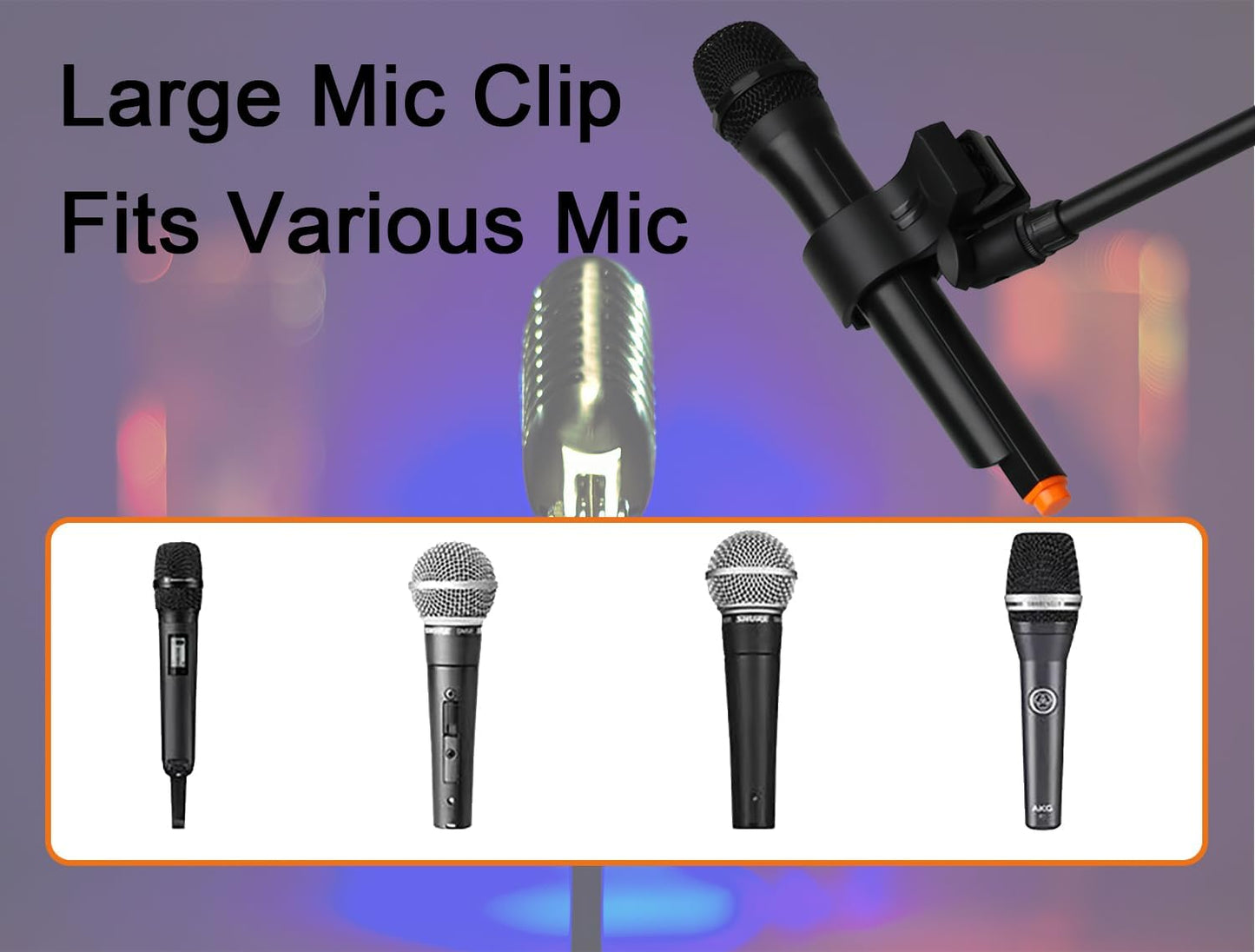 Mic Stand Floor with Boom Arm Microphone Stand with Heavy Weighted Base, Adjustable Height 25" to 69", Music Stand with Mic Holder, Cable Clips for Performance, Podcast, Recording Studio, Karaoke