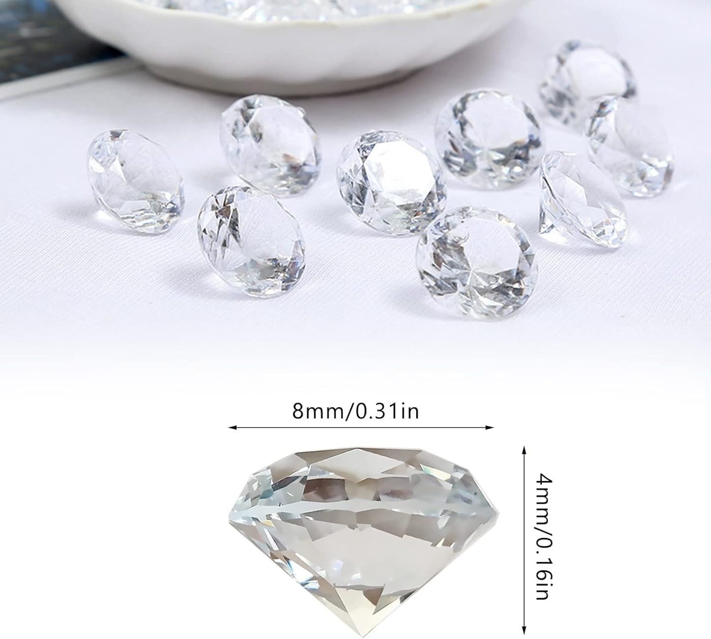 Fake Diamond, 3000PCS 8mm Clear Acrylic Diamonds Crystals Gems for Vase Fillers,Table Scatter, Party Favor, Wedding Decoration, Photography Props, DIY Crafts-8mm