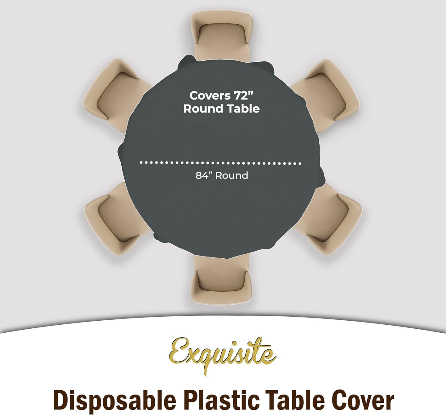 Party Solids 12-Pack Premium Plastic 84-Inch Round Tablecloth - Silver