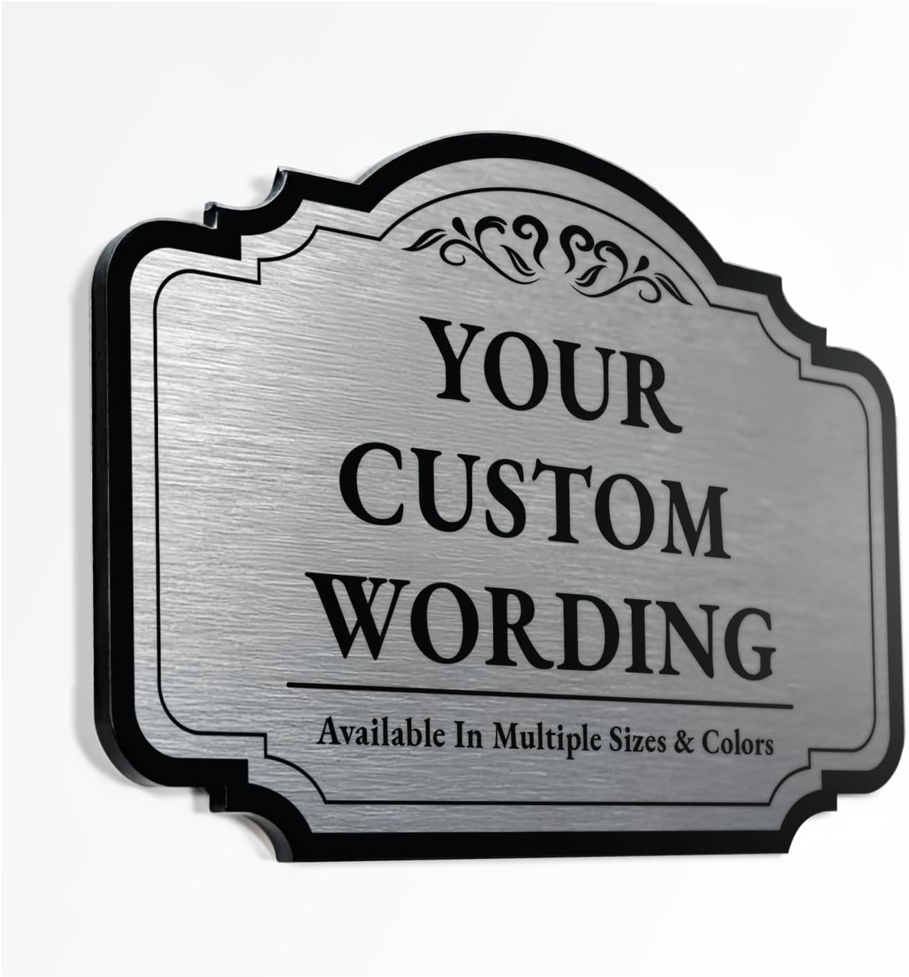 Custom Decorative Outdoor Metal Sign - Personalized Aluminum Driveway Sign, Waterproof, Made In USA - Design 2 Metallic Silver 10x7 In