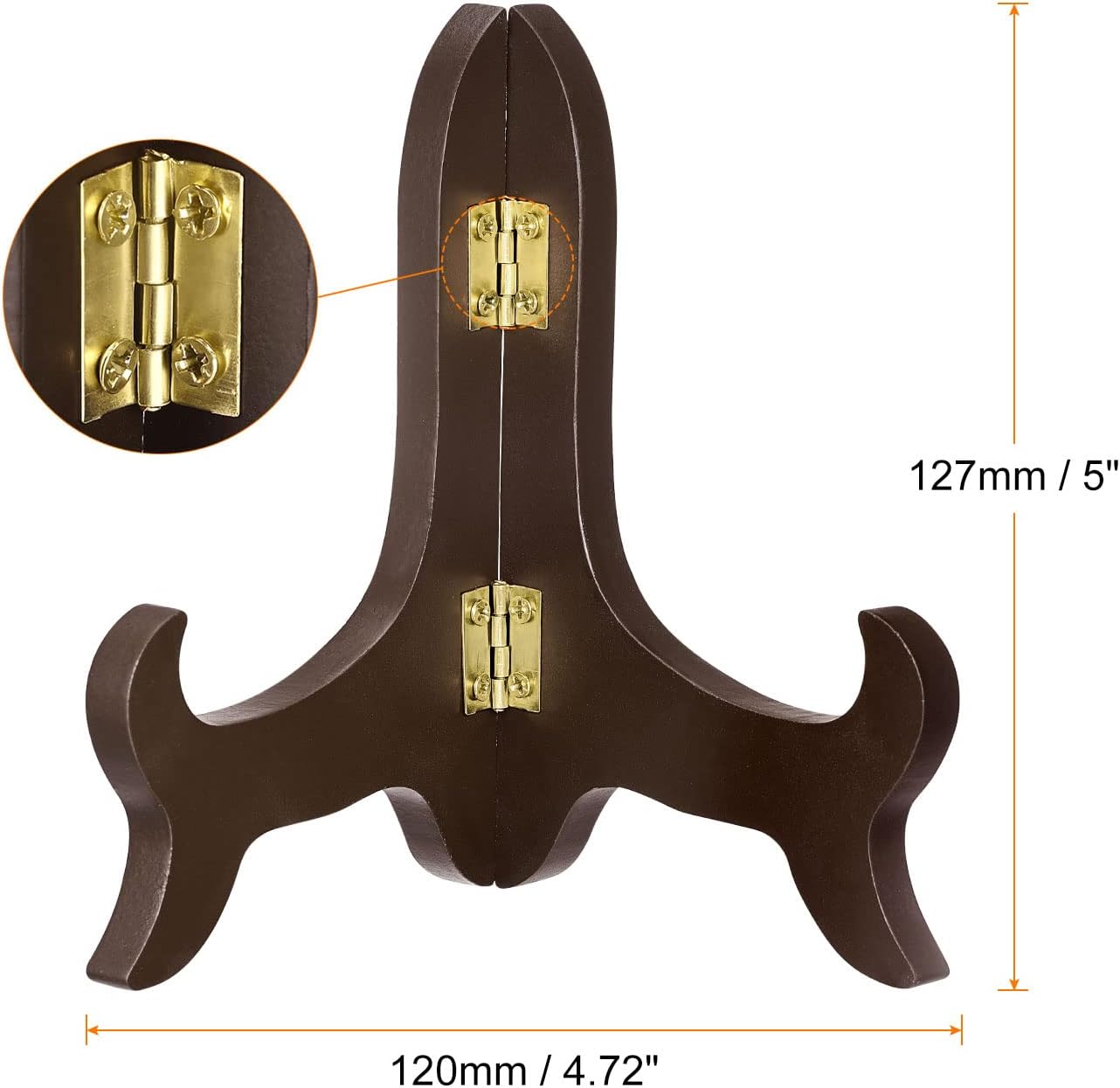 uxcell 5" Easel Plate Holder, Wooden Folding Display Stand Brown for Decorative Picture Frame