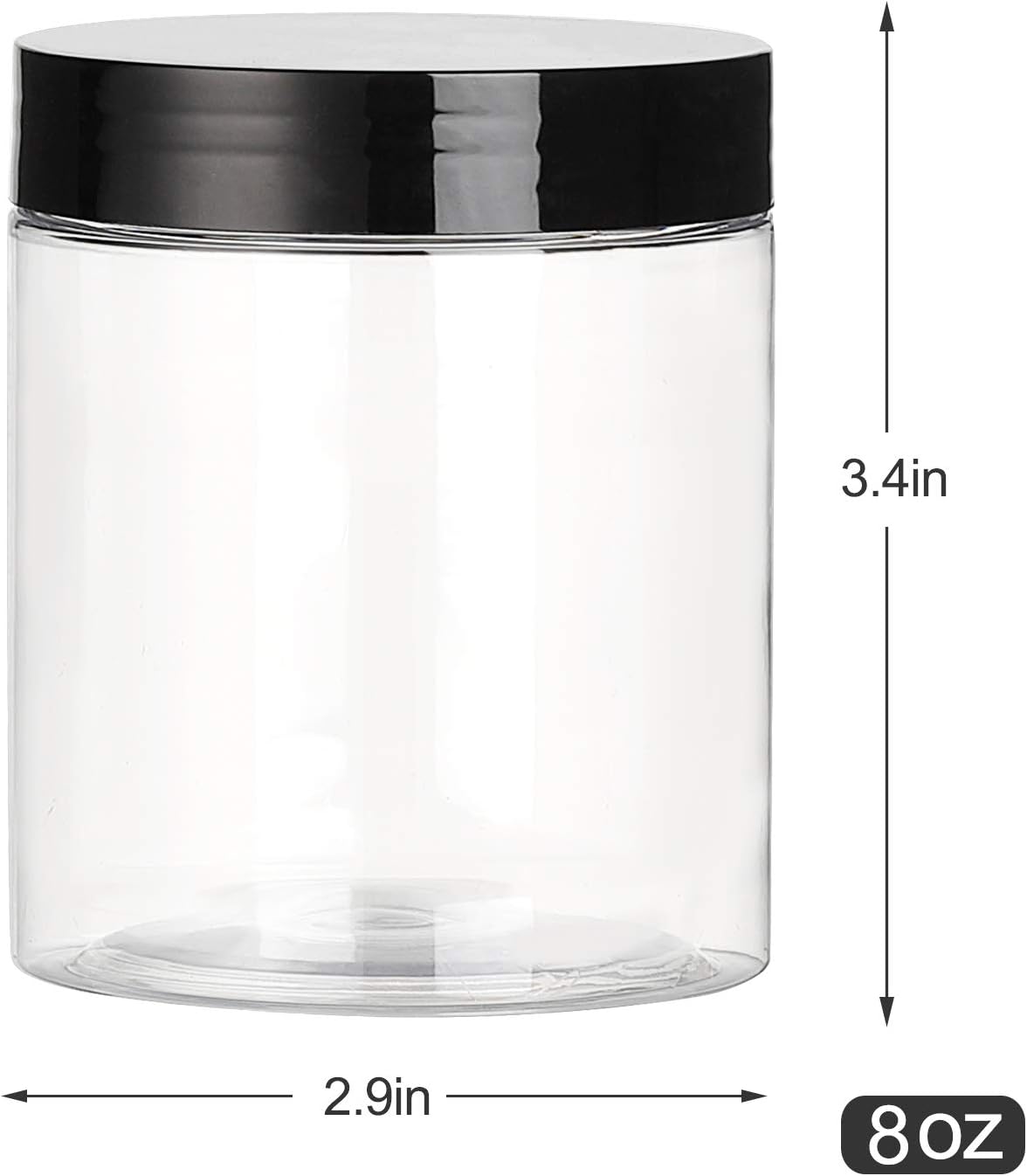 8 OZ Plastic Jars with Lids, 24 Pack Clear Plastic Slime Containers for Kitchen and Household Food Storage of Dry Goods, Creams and More, BPA Free