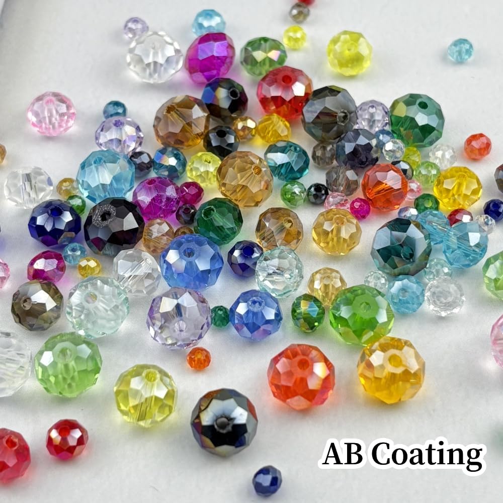 200pcs 6mm Crystal Glass Beads for Crafts Faceted Rondelle Glass Beads for Jewelry Making Crystal Spacer Beads for Necklaces Bracelets Earrings DIY Craft(Peacock Green AB)