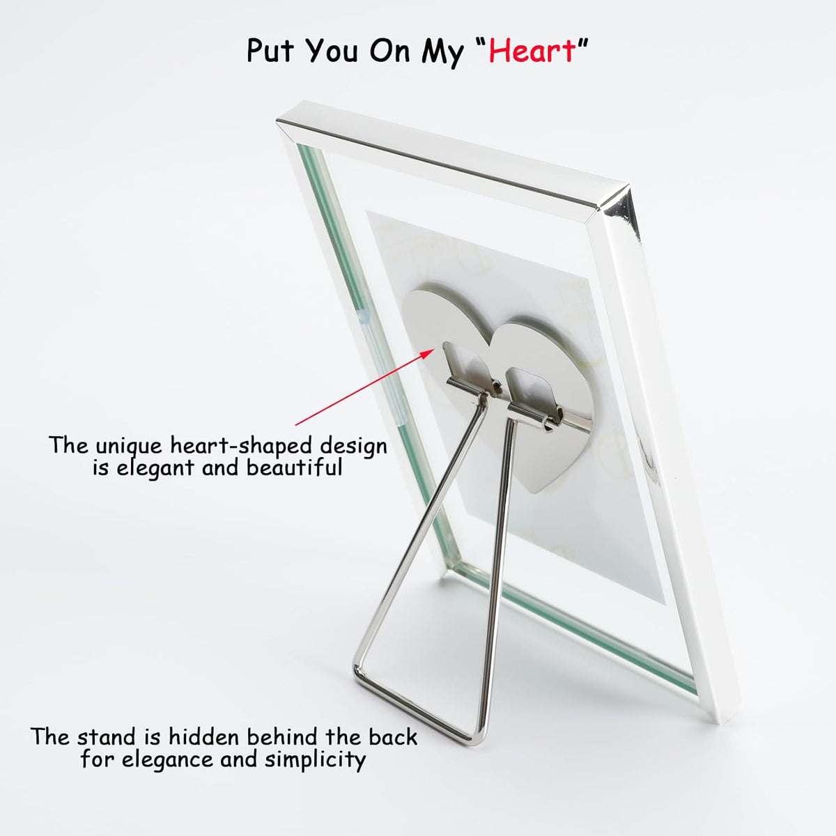 Silver Floating Frame (4"x6",Vertical) with Romantic Heart, For Picture Sizes 3x5, 2x3,1x2, Tabletop Photo Frame, Classy Gift For Festival, Home or Wedding…