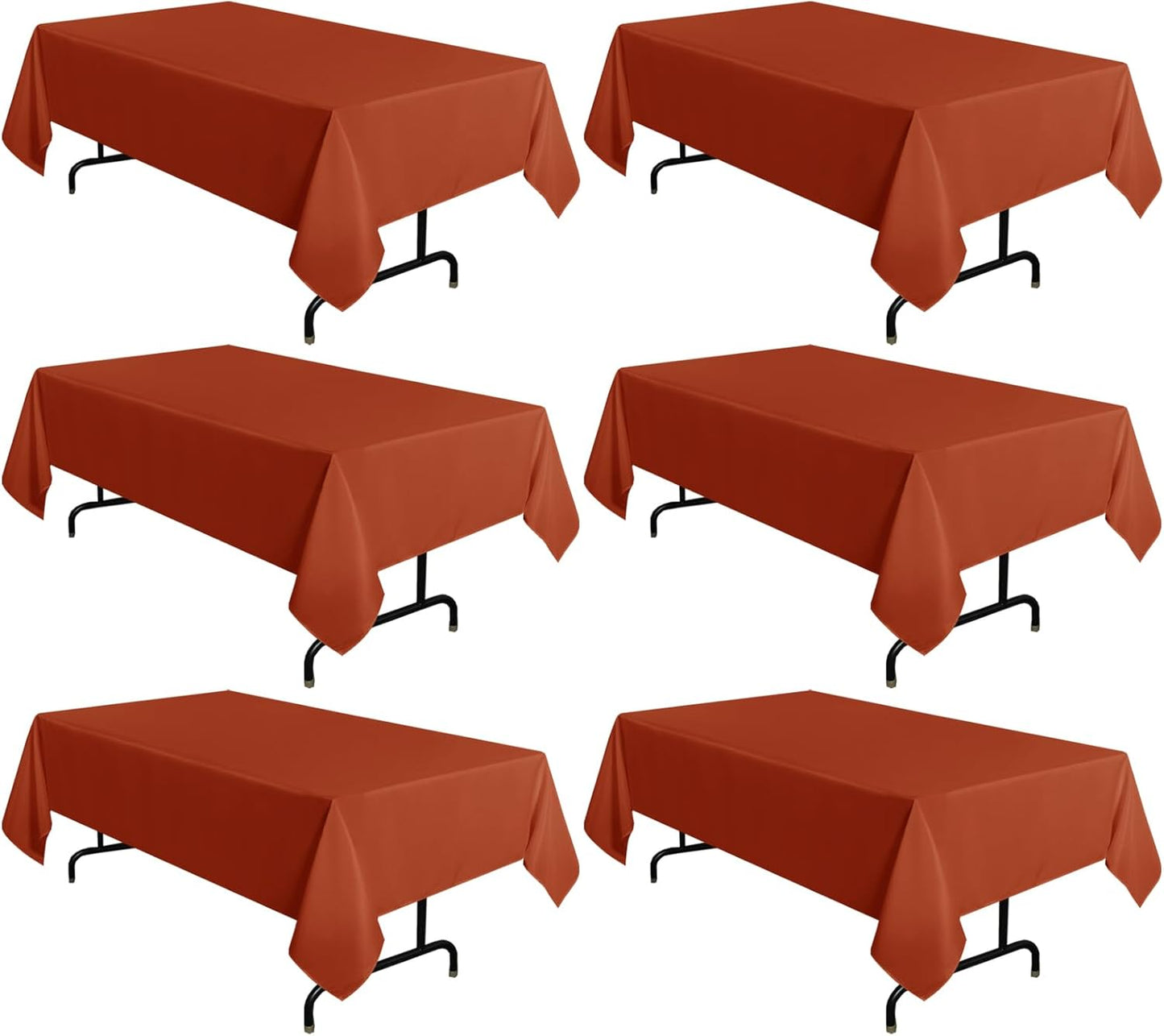 sancua 6 Pack Rust Tablecloth 60 x 102 Inch, Rectangle Thanksgiving Burnt Orange Table Cloth for 6 Feet Tables - Stain and Wrinkle Resistant Washable Polyester Table Cover for Dining Parties Camping