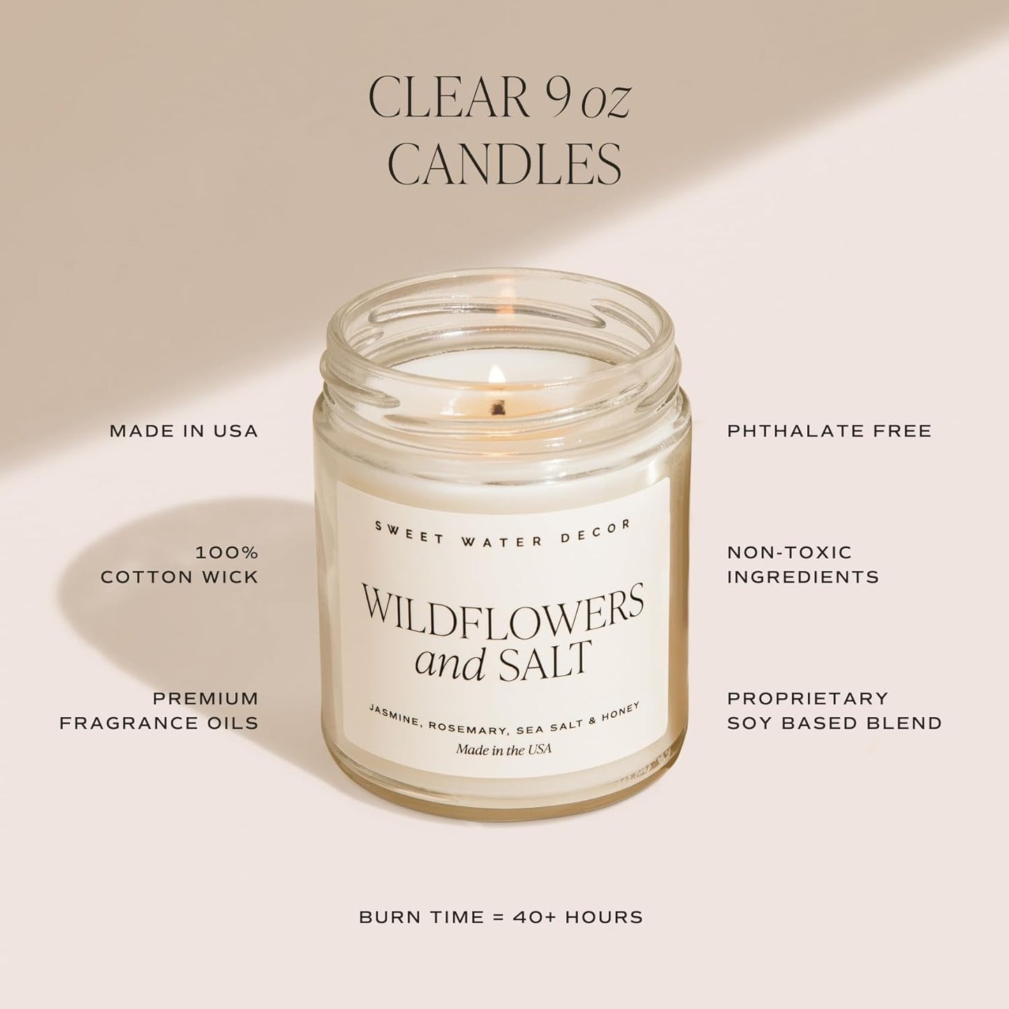 Sweet Water Decor Married Scented Candles - Soy Candle in Jasmine Rosemary Sea Salt & Honey Scent - 100% Cotton Wick In My Married Era Wedding Candle with 40 Hours Burn Time - Just Married Candle 9oz