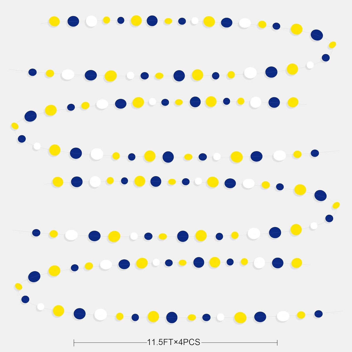 46Ft Navy Blue and Yellow Circle Dots Garland Royal Blue Yellow White Hanging Paper Polka Dot Streamer for Graduation Birthday Wedding Bridal Baby Shower Nautical Ahoy Achor Party Decorations Supplies