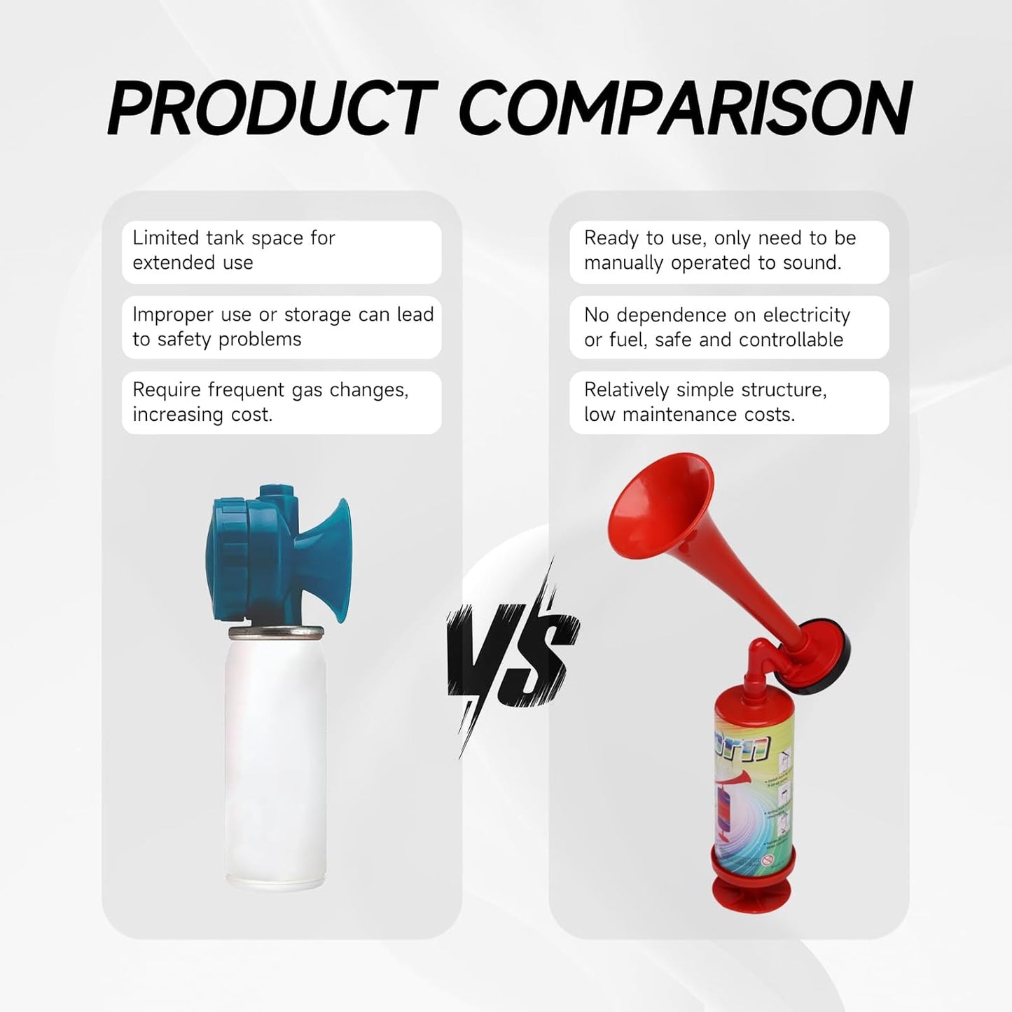 Fog Hor Air Horn for Boat Beer Horn Dog Horns Party Air Horns Sports and Marine Signal Safety Horn Hand Held Pump Air Horn(ABS large handheld horn 4PCS)