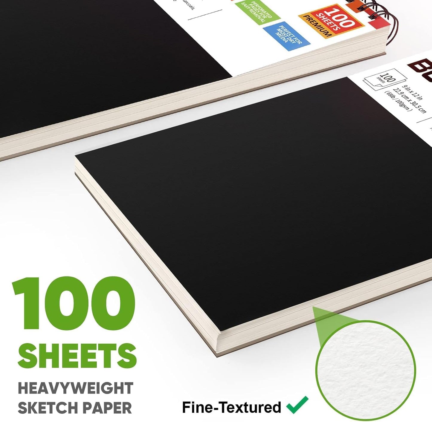 Soucolor 9" x 12" Sketch Book, 1-Pack 100 Sheets Spiral Bound Art Sketchbook, (68lb/100gsm) Acid Free Artist Drawing Book Paper Painting Drawing Writing Sketching Pad for Kids Adult Teens Girls Boys