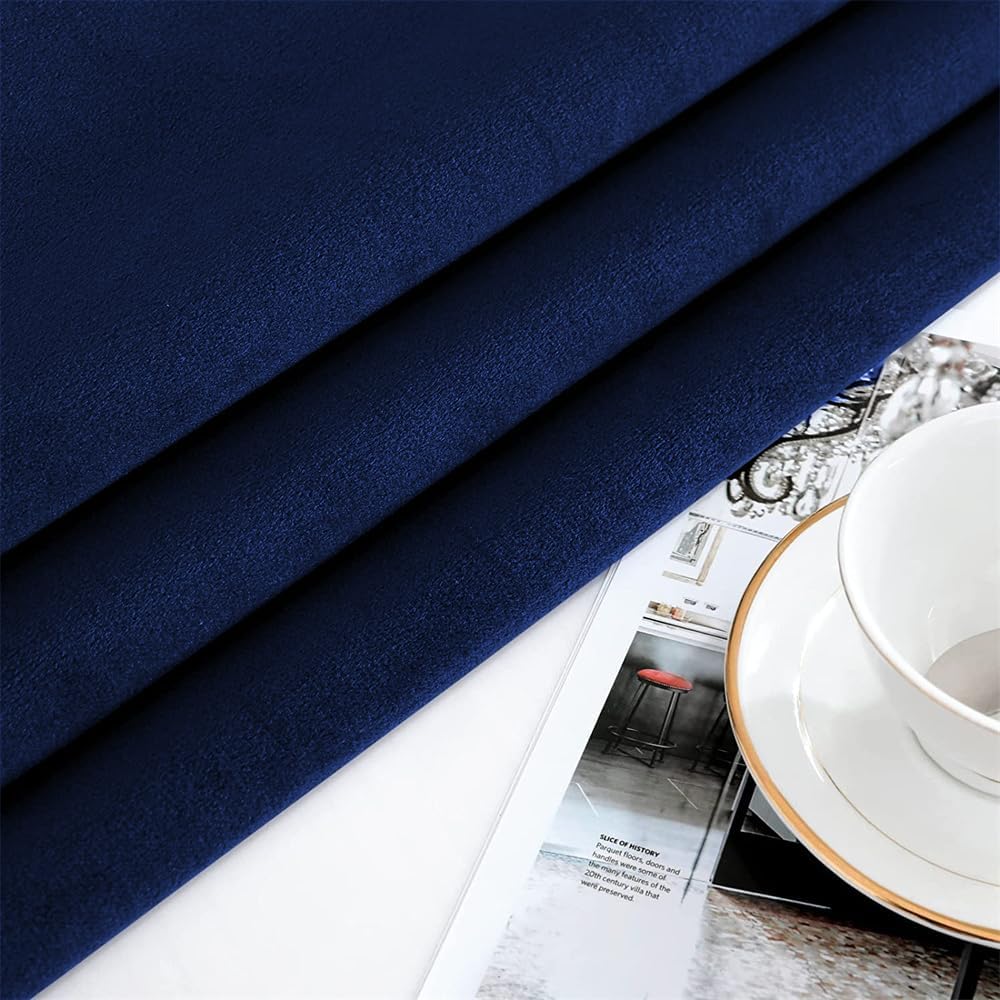 F-CHU Blue Tablecloth Thickset Velvet Tablecloth with Beautiful Gold Tassels Vintage Table Cloth for Home Decor Wedding, Party, Banquet and Events 67x120-Inch