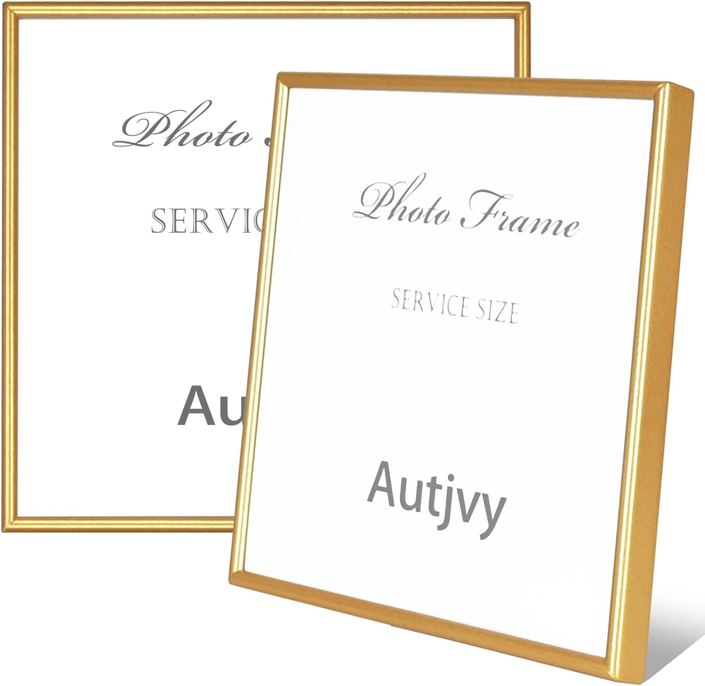 5x5 Picture Frame Set of 2, Matte Gold Modern Simple Thin Aluminum Metal Photo Frames with HD Real Glass, Display for Tabletop and Wall Collage, 2 Pack