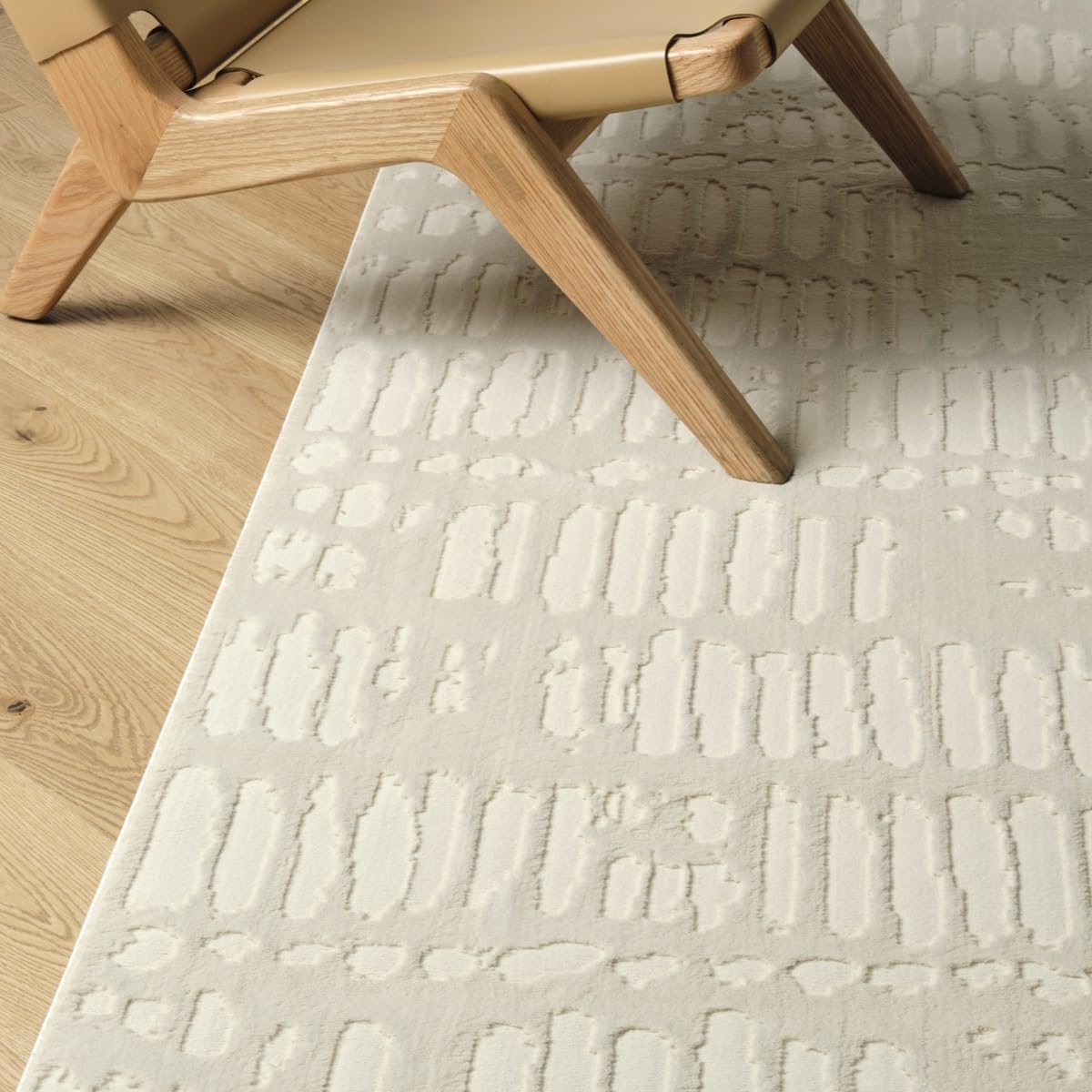 Revival Rugs Shell 6'7"x9' Washable Area Rug for Living Room Bedroom - 100% Recycled Oeko-TEX Certified, Medium Pile, Beige, Cream