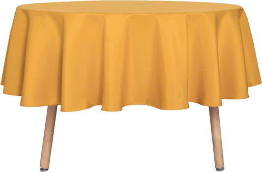 sancua Round Tablecloth - 70 Inch - Water Resistant Spill Proof Washable Polyester Table Cloth Decorative Fabric Table Cover for Dining Tables, Buffet Parties and Camping, Gold