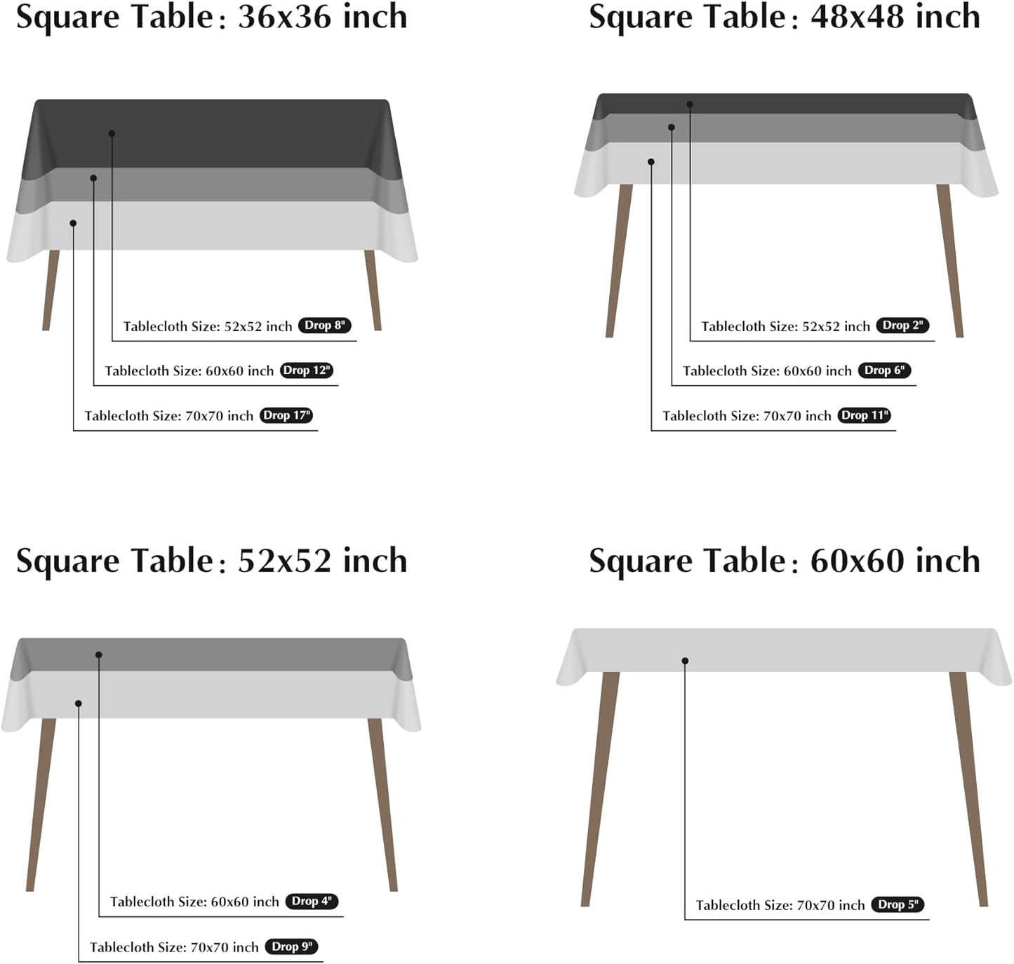 2 Pack Square Table Cloth 52X52 Inch Beige Washable Fabric Tablecloth Polyester Solid Dining Table Cover for Birthday Party Dinner Holiday Outdoor Indoor