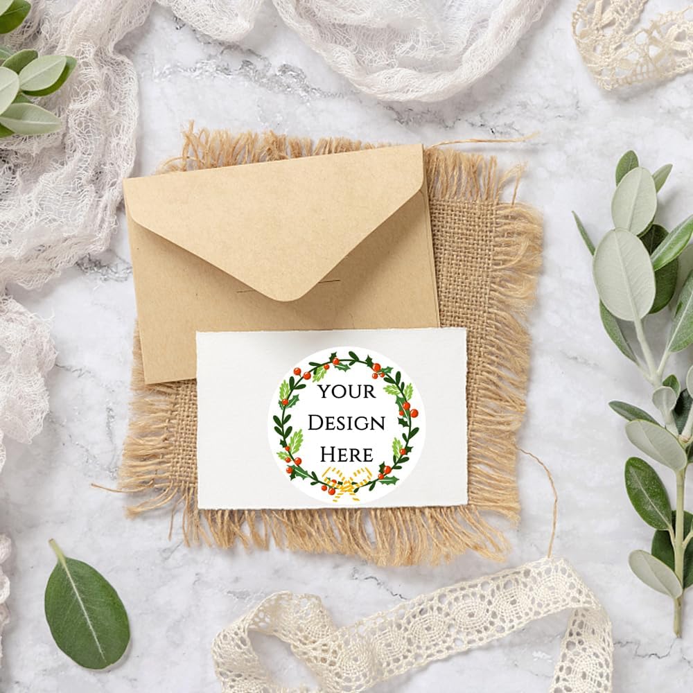 100-1000pcs Custom Stickers Merry Christmas Stickers Personalized Labels Adhesive Xmas Decorative Envelope Seals Stickers for Cards Gift Boxes(Round-3)