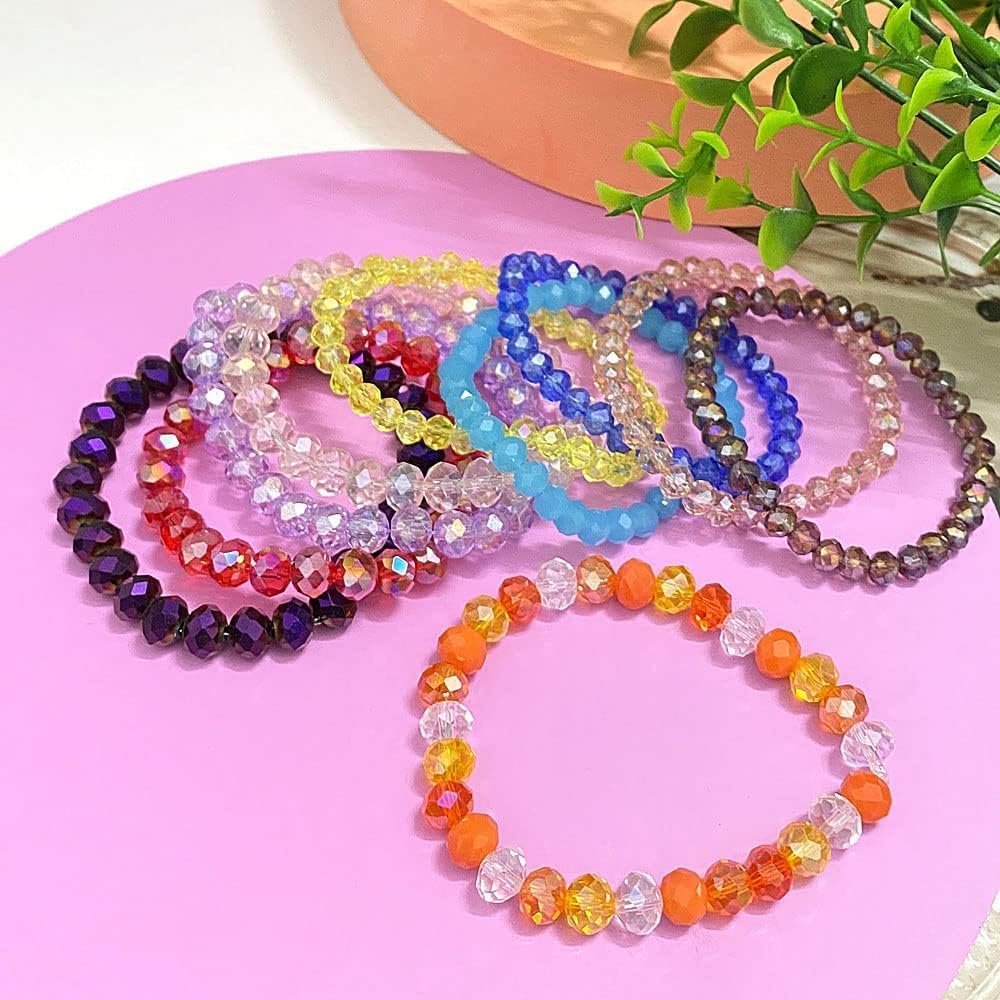 200pcs 6mm Crystal Glass Beads for Crafts Faceted Rondelle Glass Beads for Jewelry Making Crystal Spacer Beads for Necklaces Bracelets Earrings DIY Craft(Gold Yellow AB)
