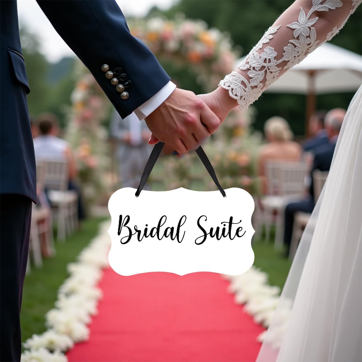 Acrylic Wedding Sign, Ring Bearer Sign, Bridal Suite Decorations, for Rustic Wedding Decor Signs, Acrylic Hanging Signs With Ribbon for Chairs Weddings Reception Decorations and Event Party (White)
