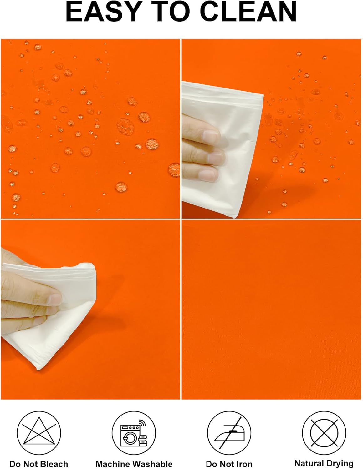 Fokitut 2 Pack Waterproof Rectangle Tablecloth, 60x120 Inch, Stain Resistant and Wrinkle Polyester Table Cloth, Fabric Table Cover for Kitchen Dining, Wedding, Party, Holiday Dinner-Orange