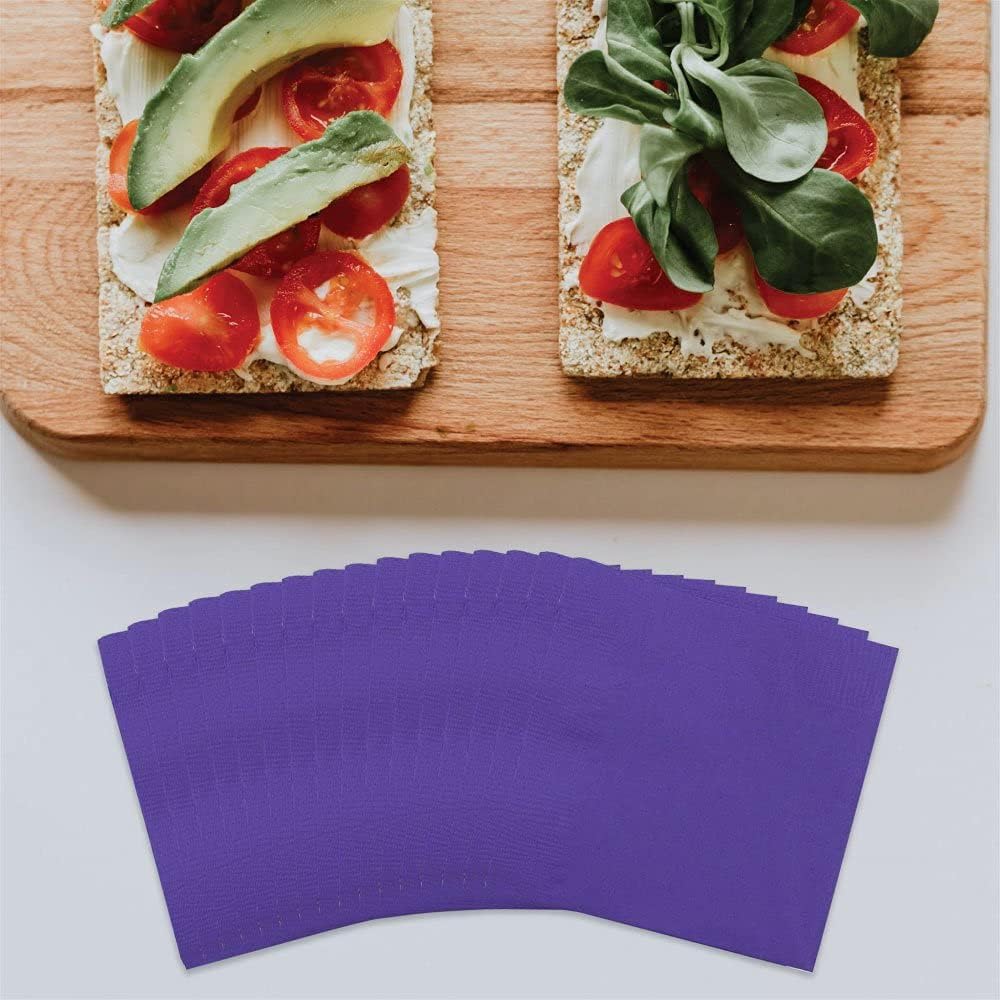 JAM PAPER Small Beverage Napkins - 5 x 5 - Purple - 50/Pack