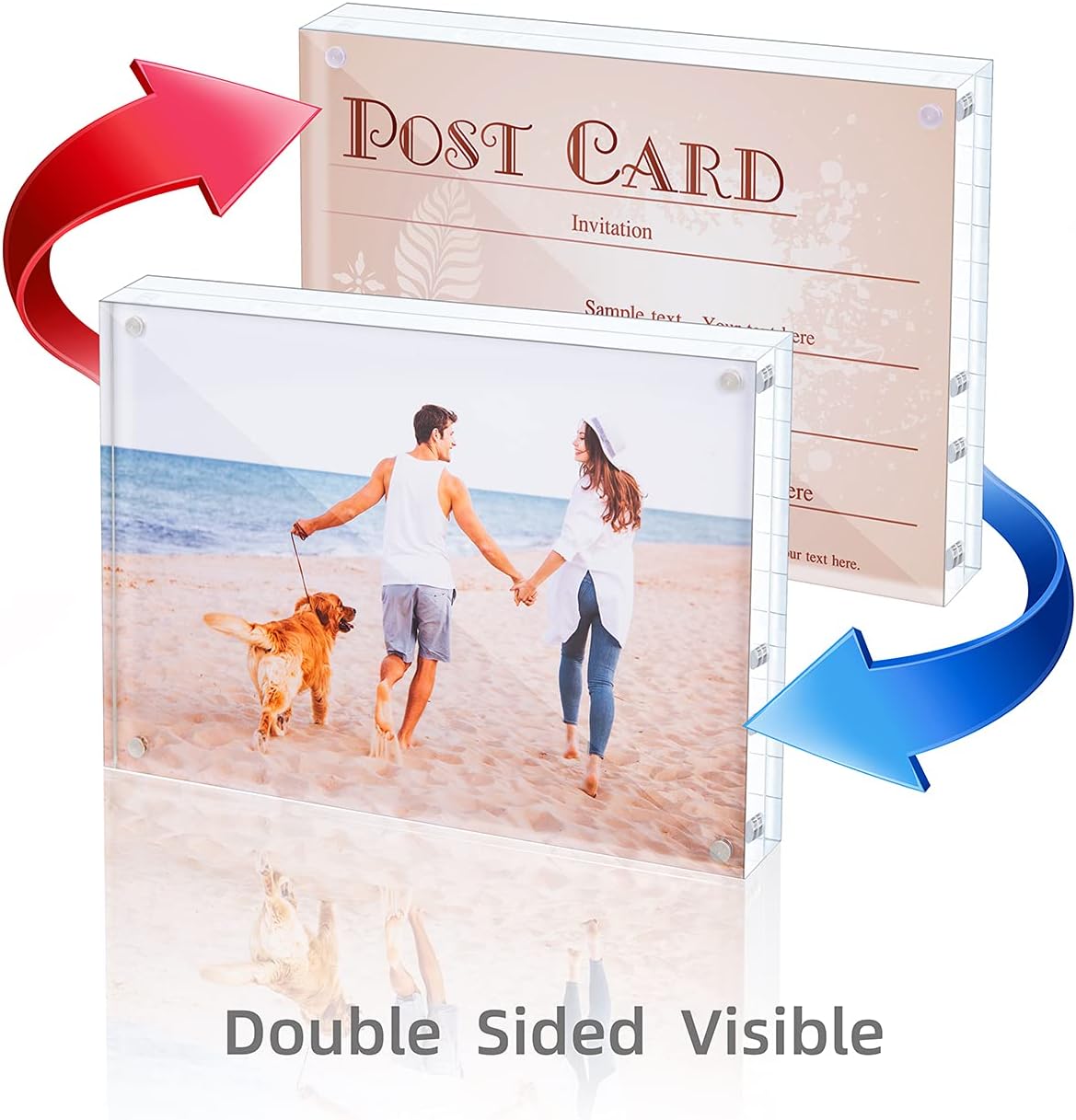 KIURENGT Bloberey Acrylic Picture Frame, Clear Freestanding Double Sided 20mm Thickness Frameless Magnetic Photo Frames Desktop Display with Gift Box Package (3.5x5 2 pack)