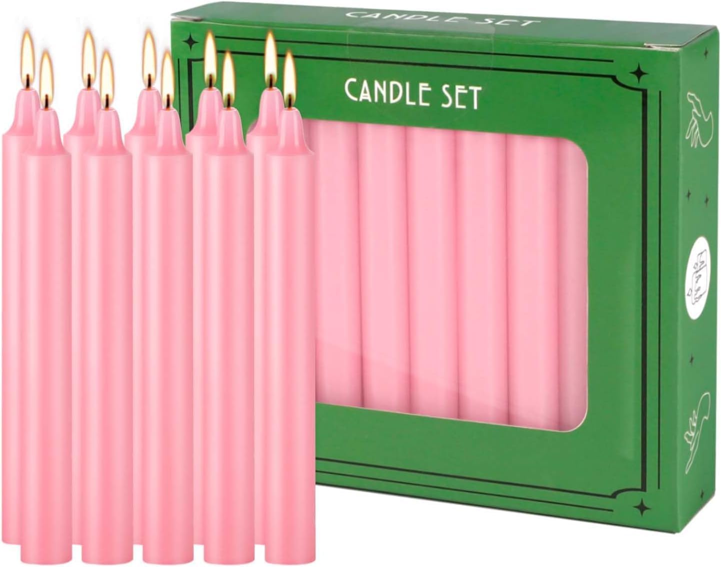 Set of 40 Pink Candles – Spell Chime Candles for Valentine's Day,Wedding,Rituals, Prayer, Birthdays, Meditation, Altar -0.5X4 Inch Tall, Unscented (Pink)