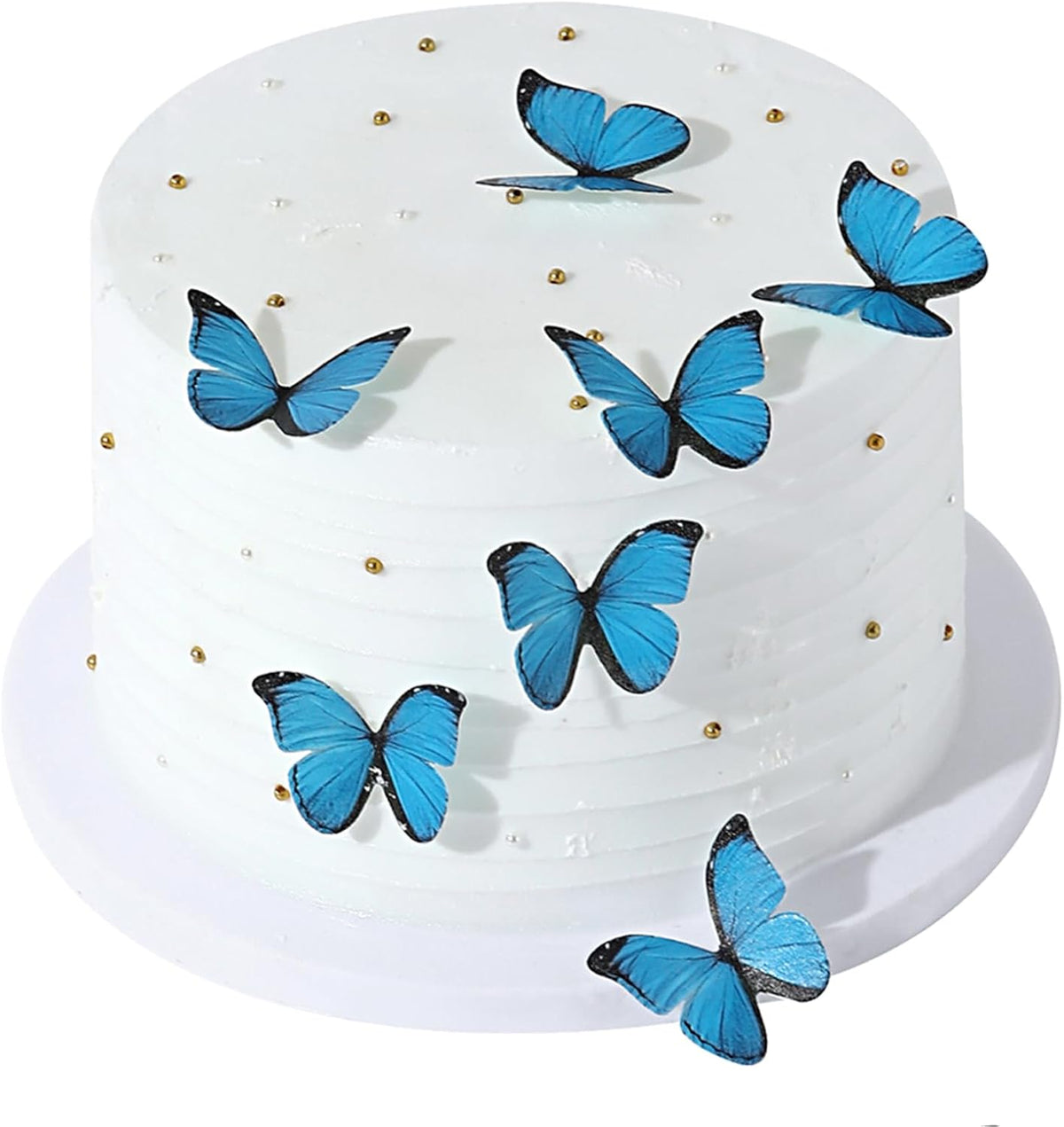 48PCS Blue Edible Butterfly Cake Toppers Wafer Paper Butterflies for Cake Decorations Colorful Small Pastel Cupcake Toppers Decorations for Birthday Party Wedding Cake Decorations