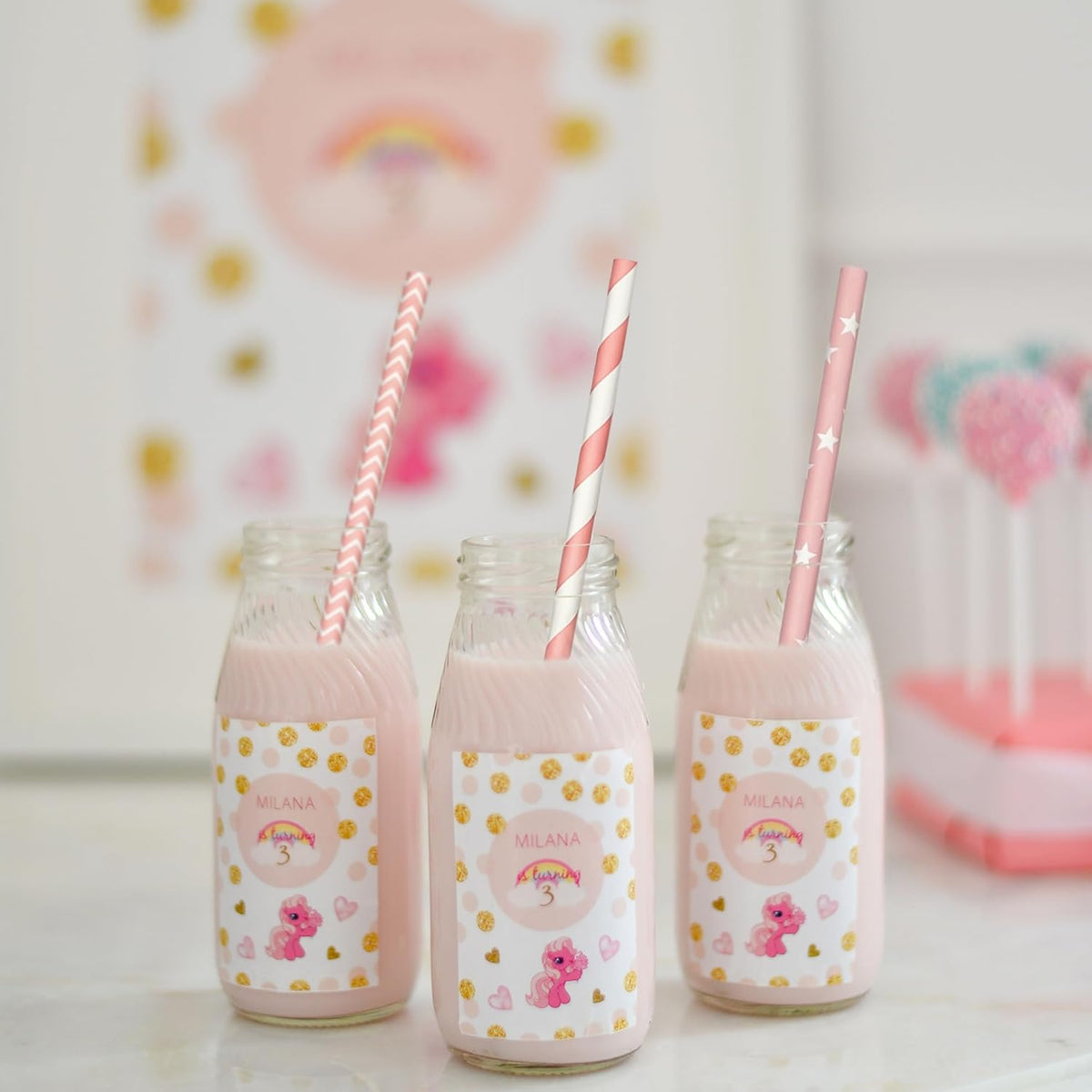 200 Biodegradable Pink Paper Straws, Party Straws for Juice, Cocktail, Smoothies, Wedding, Birthday, Bridal/Baby Shower and Christmas Decorations Valentine's Day Holiday Celebrations
