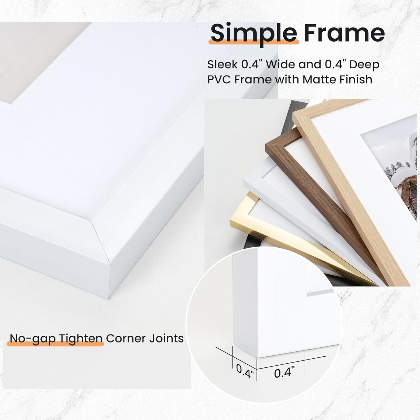 20x30 inch Picture Frame, 20x30 Photo Frames with 16x24 Removable Mat - High Definition Plexiglass - Vertical and Horizontal Display - Wall Hanging Poster Frame - White, 5 Pack