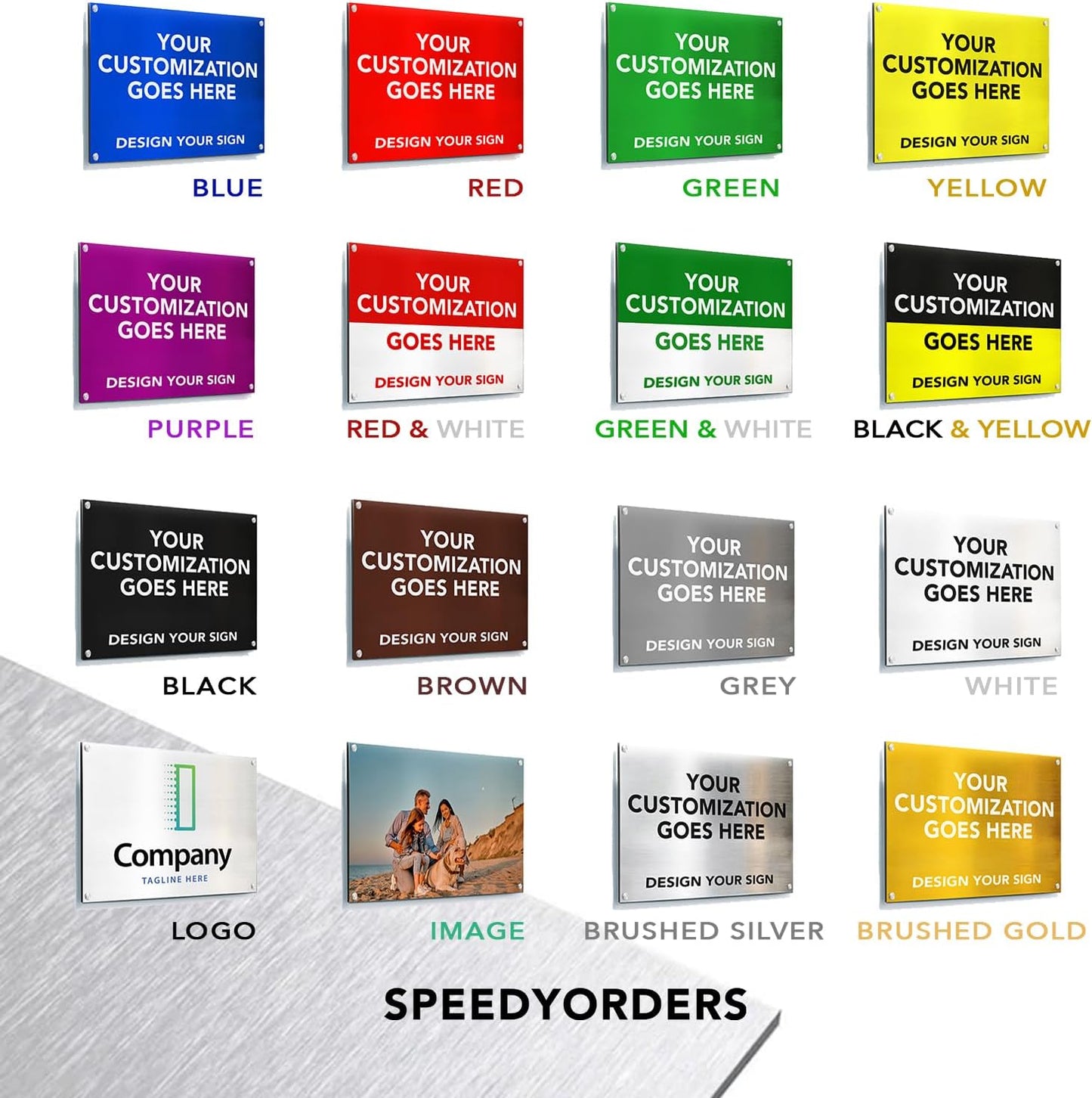 Custom Metal Business Signs, Personalized Aluminum Signs - Waterproof Outdoor, White (Green Background, 7x7 In)