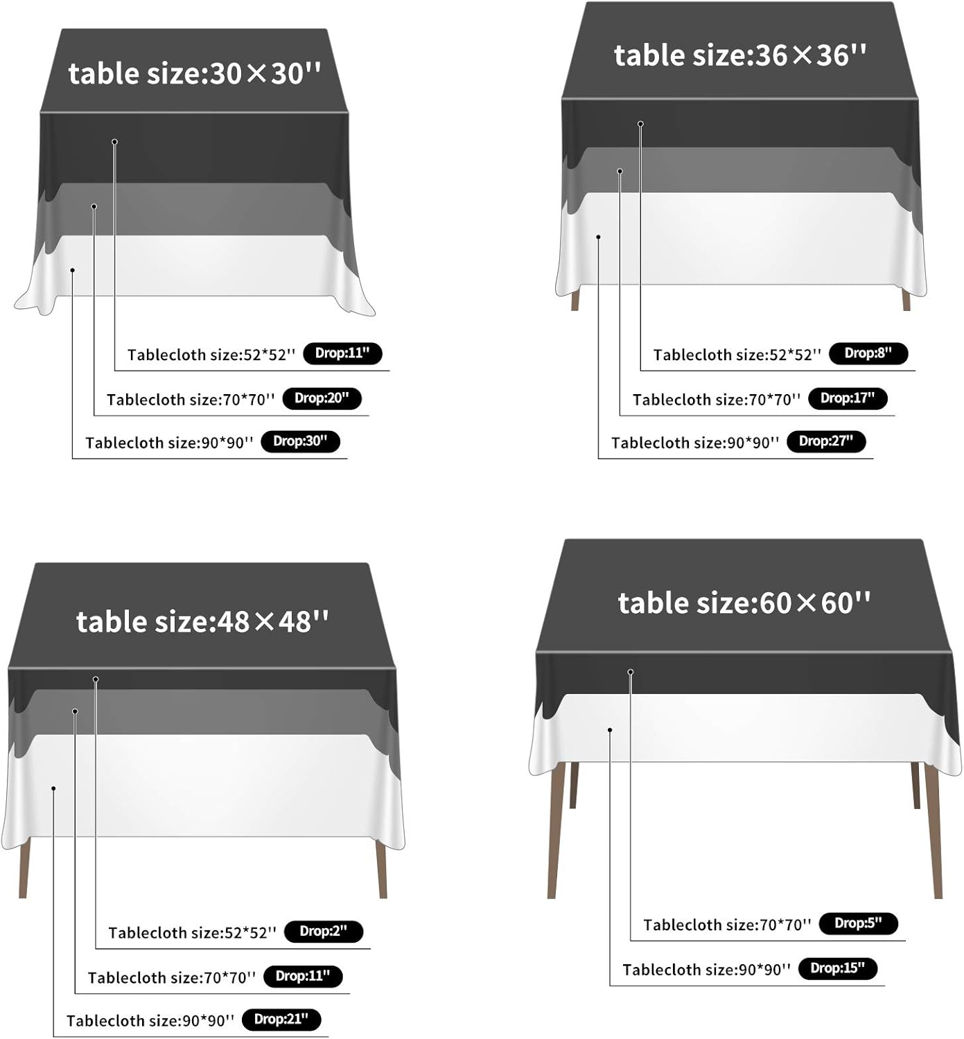 Cupuamon Square Tablecloth 52x52 inch Washable Polyester Fabric Table Cloth for Wedding Party Dining Banquet Decoration（52x52,Mediterranean Bule）