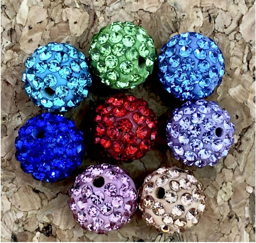50pcs Adabele Grade A Suncatcher Crystal Rhinestone Pave Loose Beads 8mm Fuchsia Pink Polymer Clay Disco Ball Spacers Compatible with Shamballa All Craft Jewelry Making DB8-22
